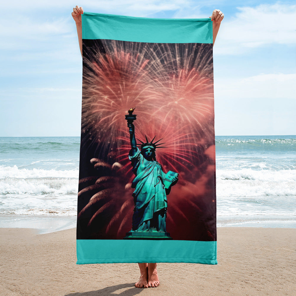4th of July Lady Liberty - Towel Turquoise