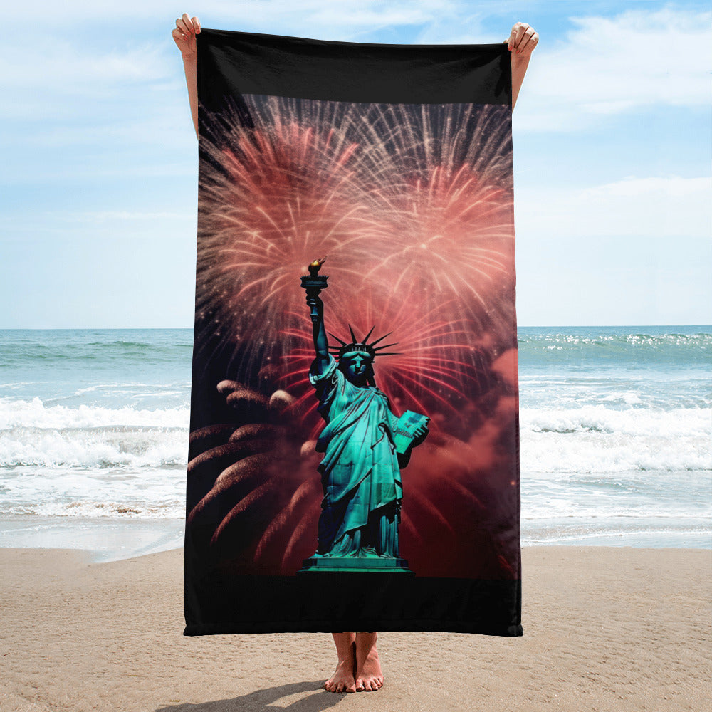 4th of July Lady Liberty - Towel Black