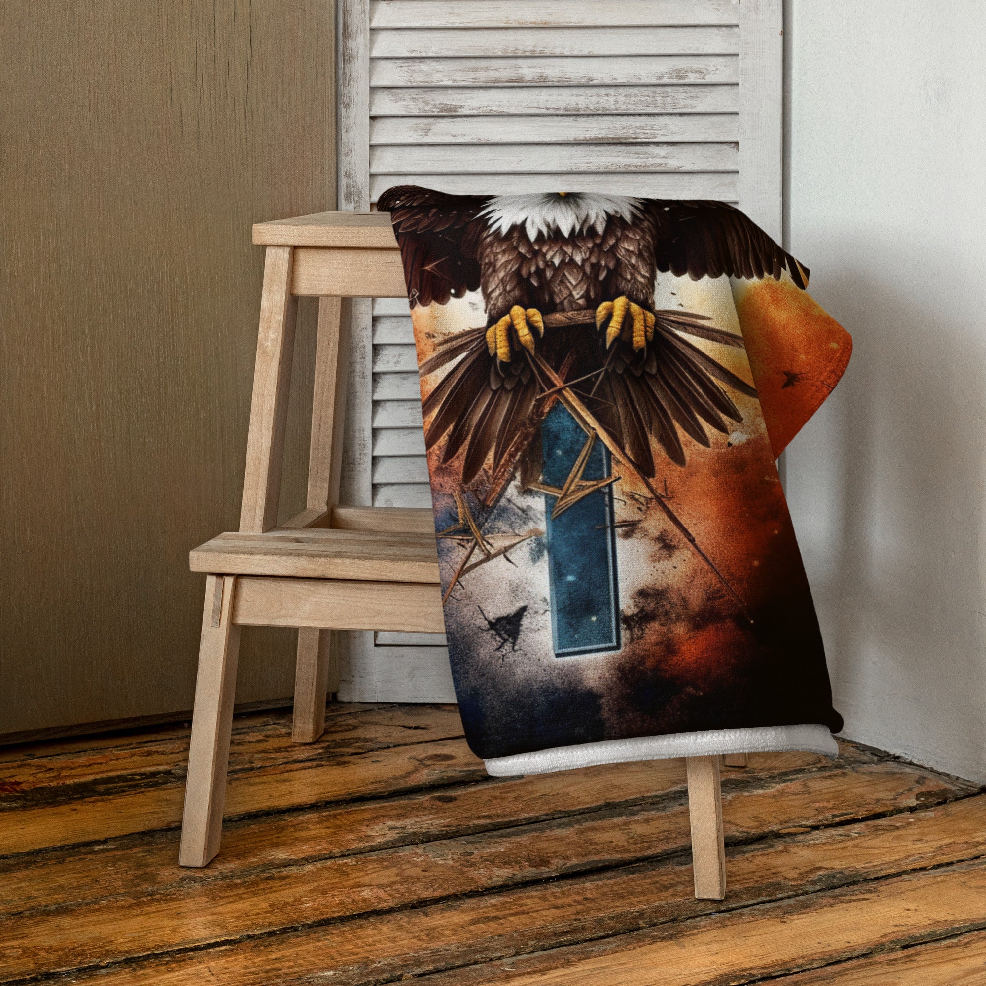 USA 1776 American Eagle Flag - Towel Black