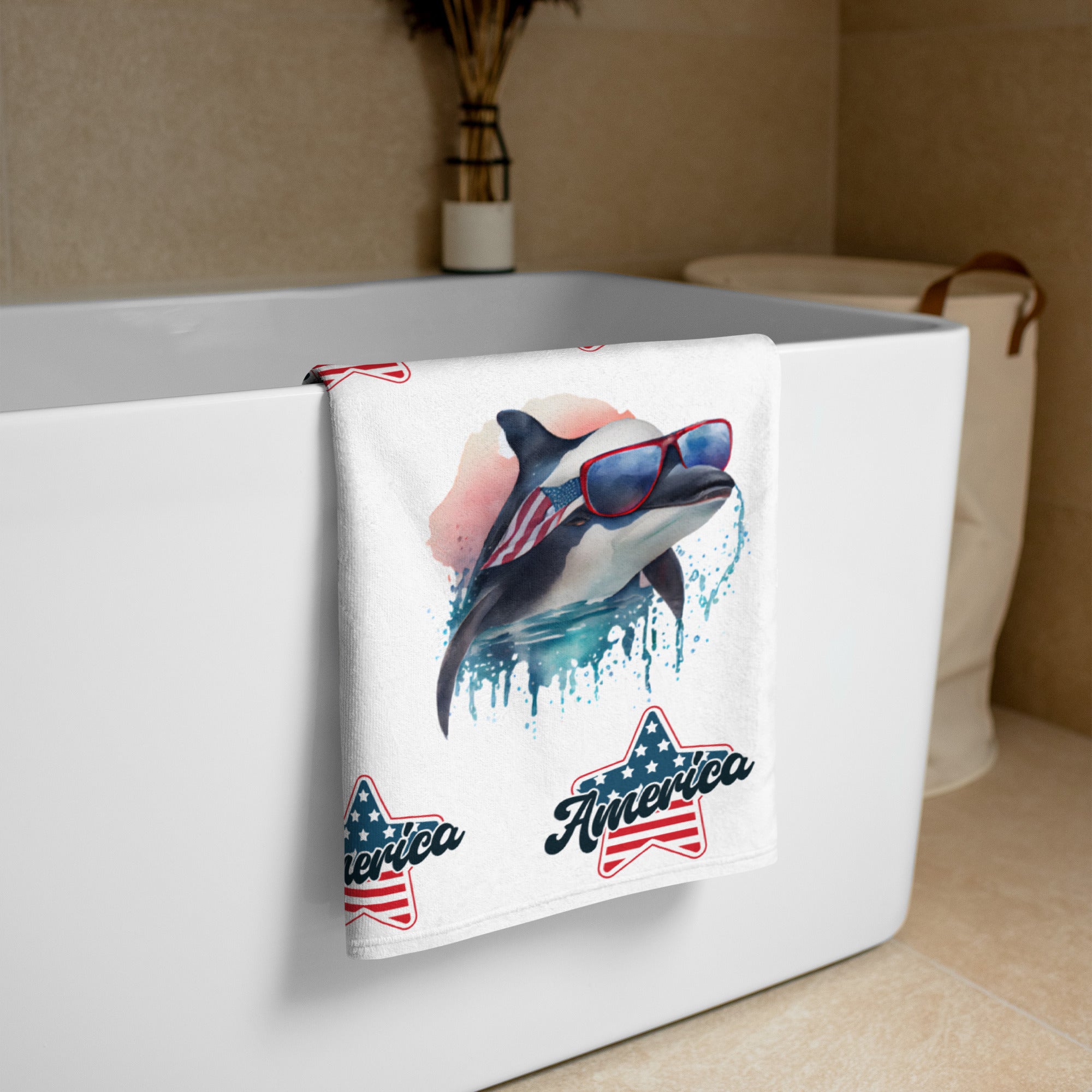 USA 1776 America Whale - Towel White
