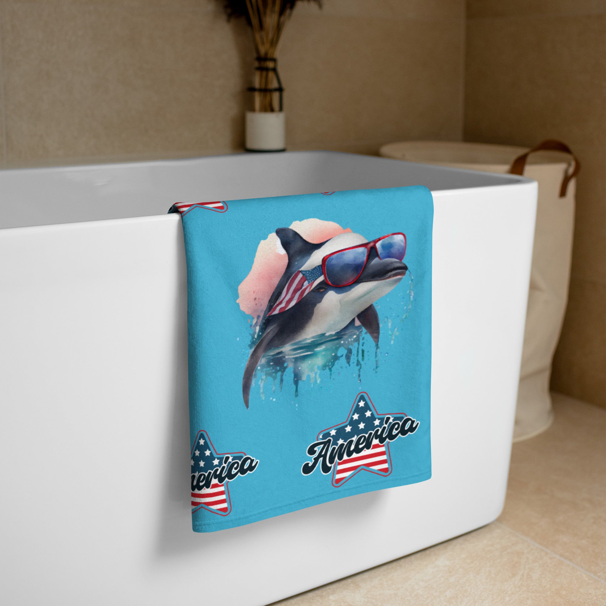 USA 1776 America Whale - Towel Summer Sky