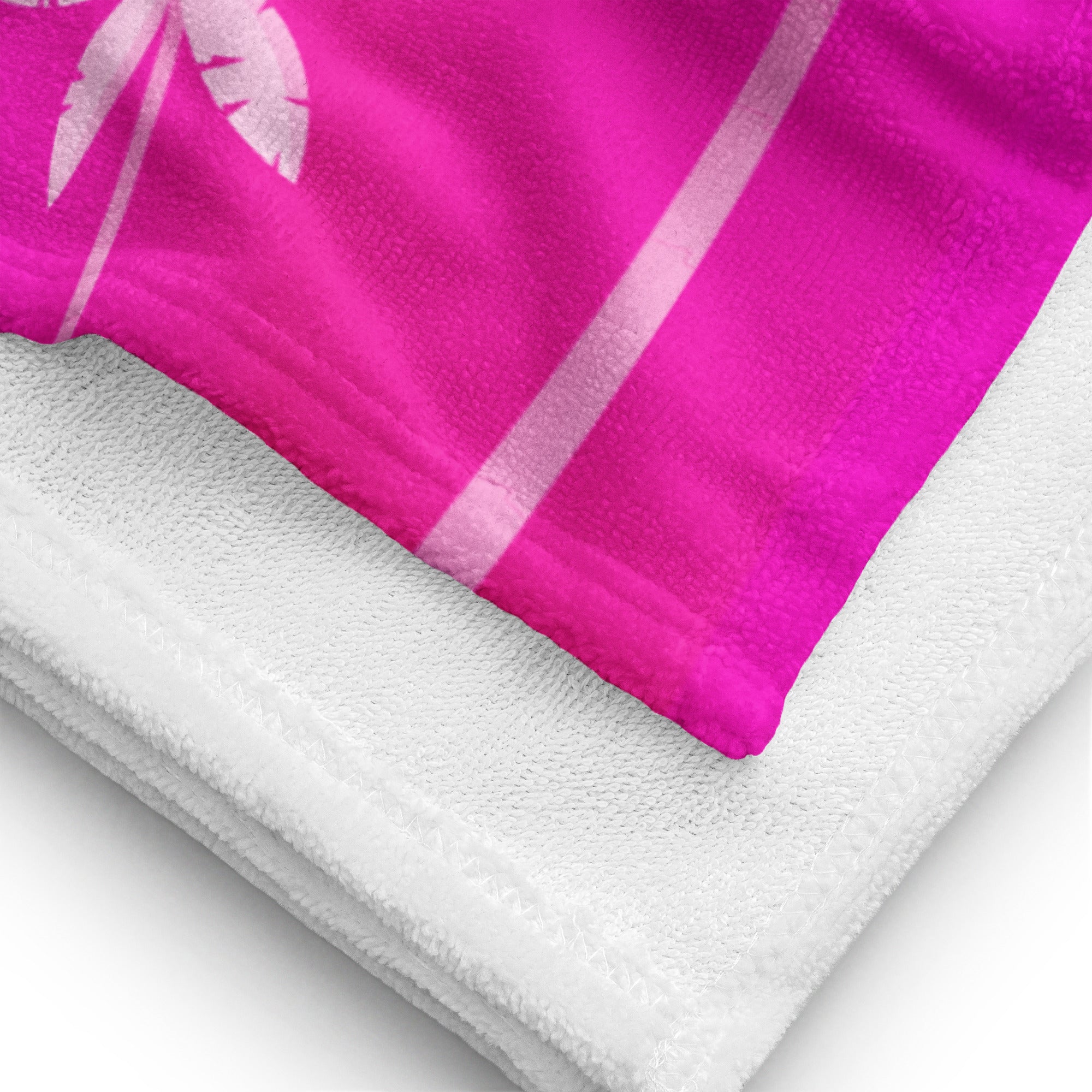 Vineyard Vibes Hot Pink Colorful Afro Pink Palm Tree - Towel