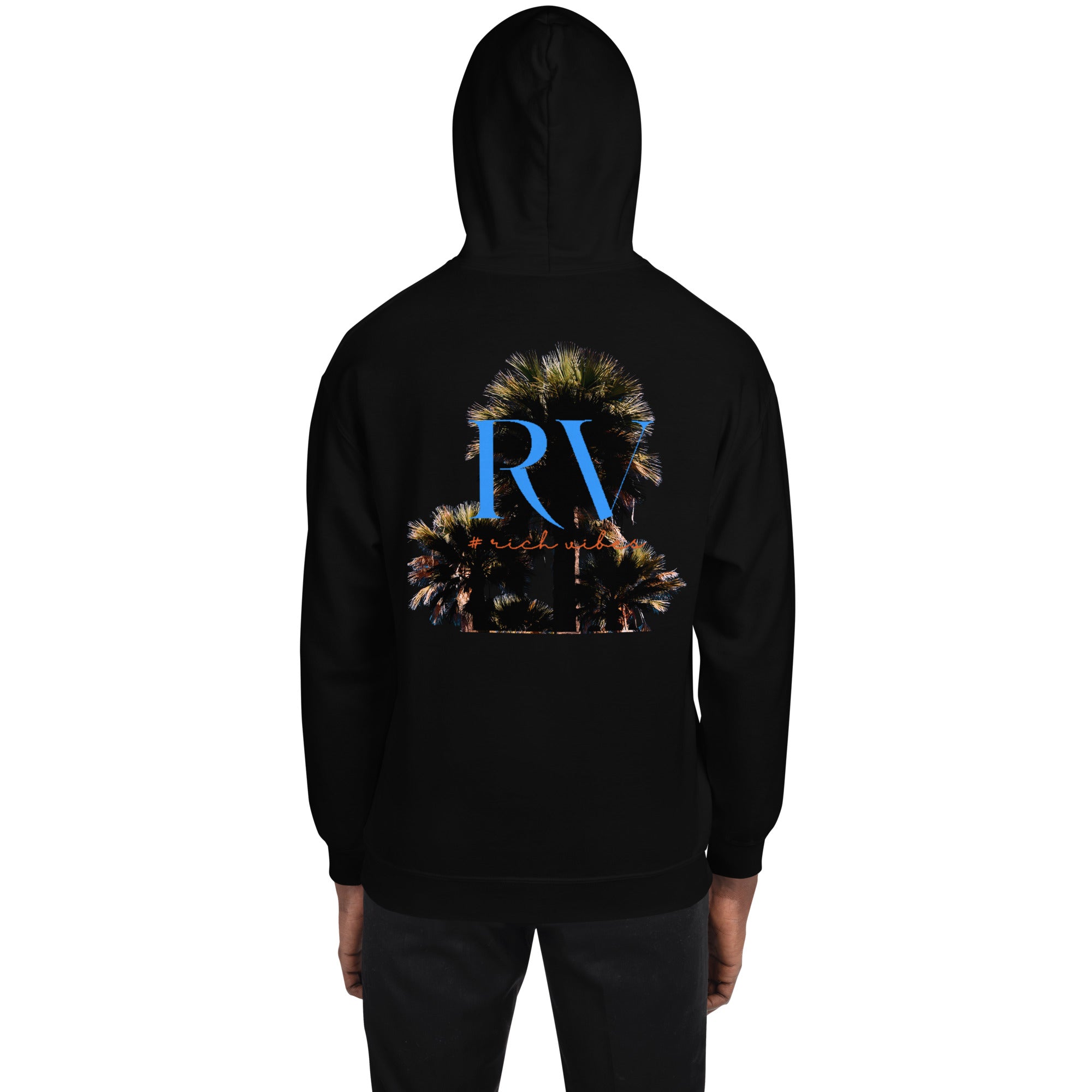 Rich Vibes RV Palm Trees Silhouette Logo - Unisex Hoodie