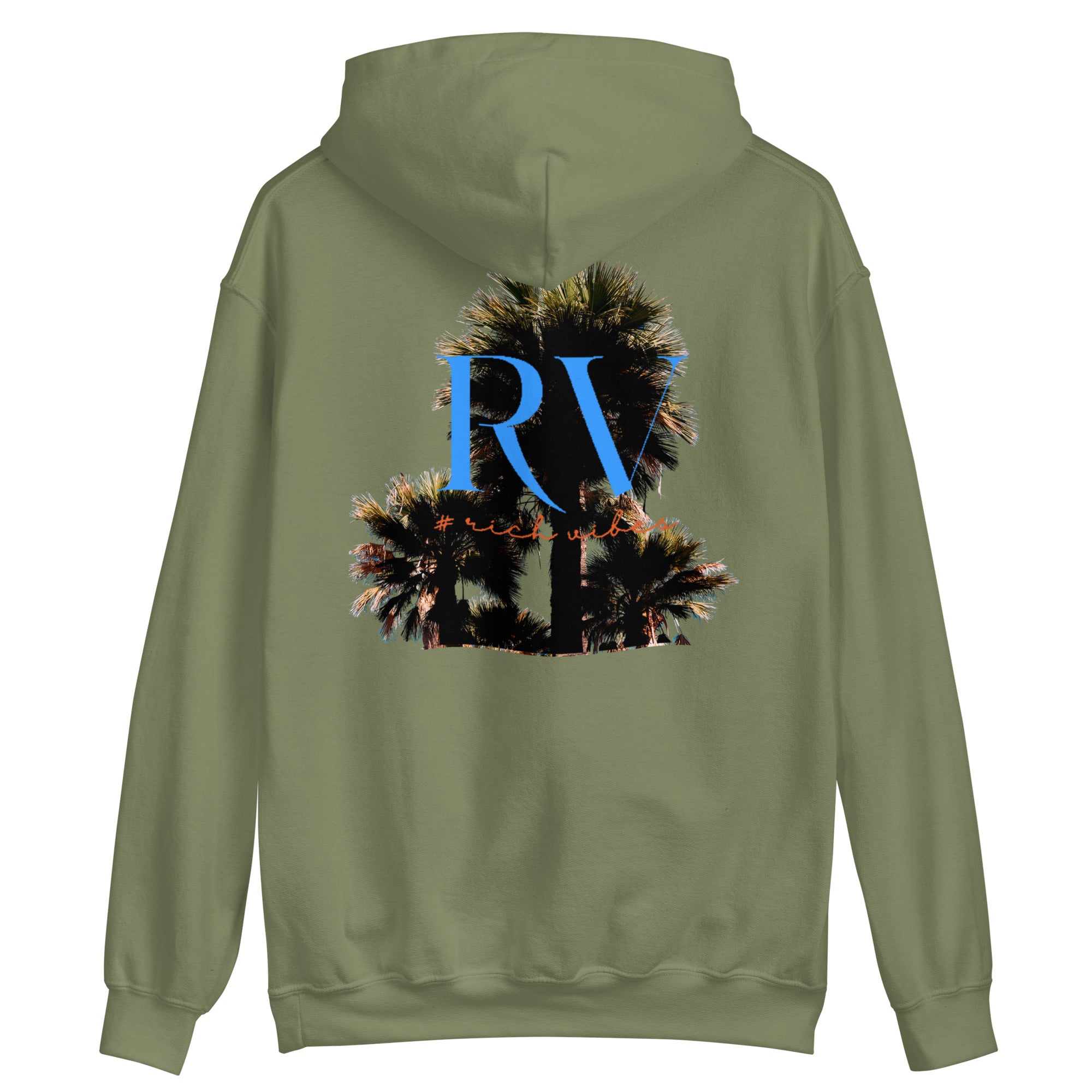 Rich Vibes RV Palm Trees Silhouette Logo - Unisex Hoodie