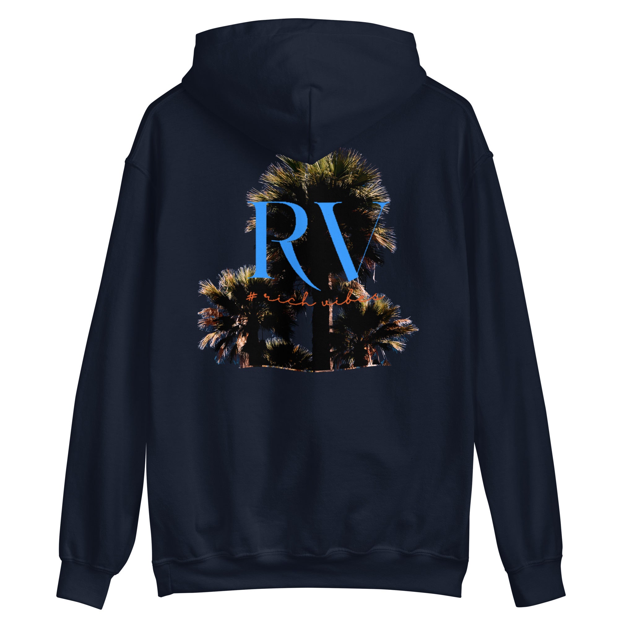 Rich Vibes RV Palm Trees Silhouette Logo - Unisex Hoodie