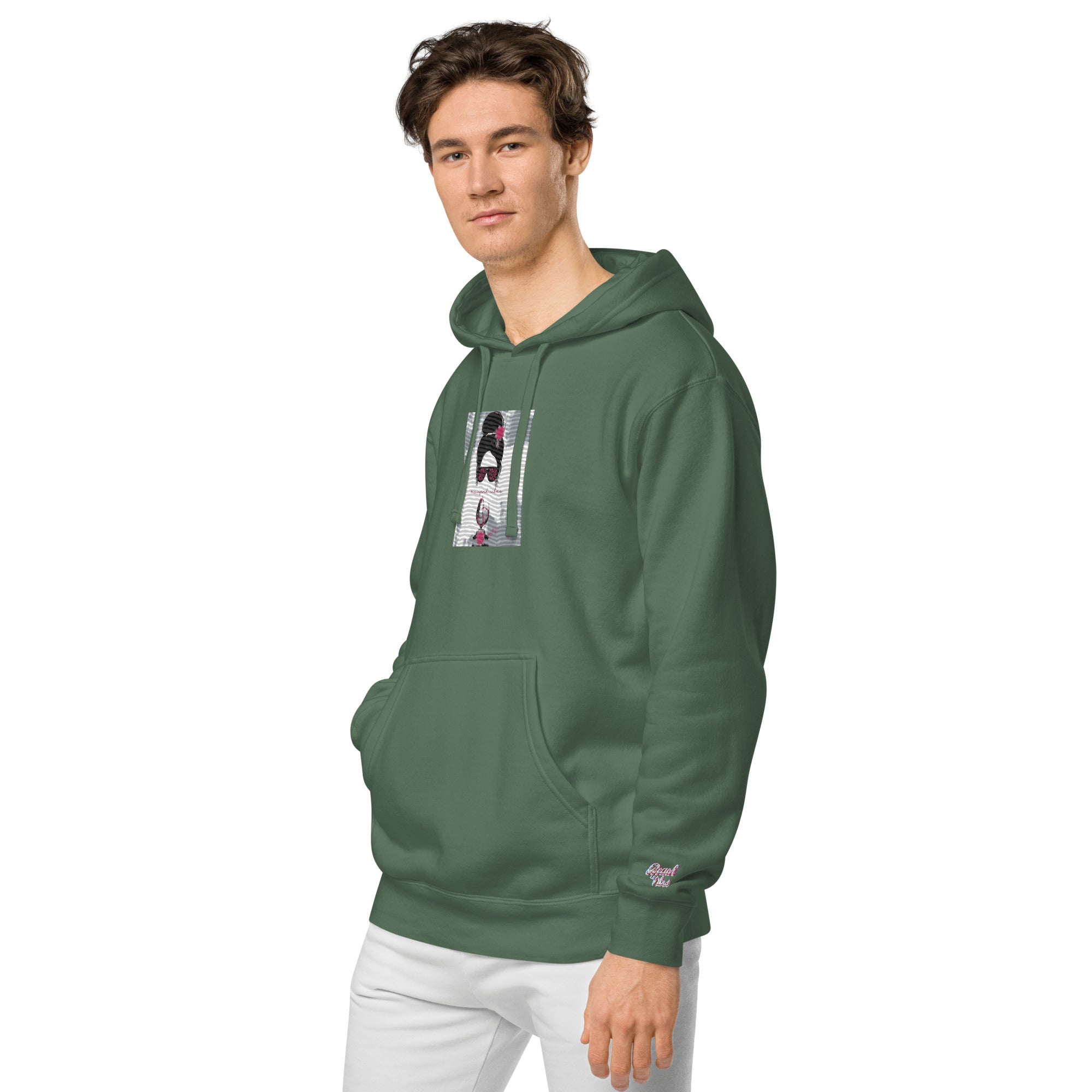 Vineyard Vibes Pink Water Color Alpine Green - Unisex pigment-dyed hoodie