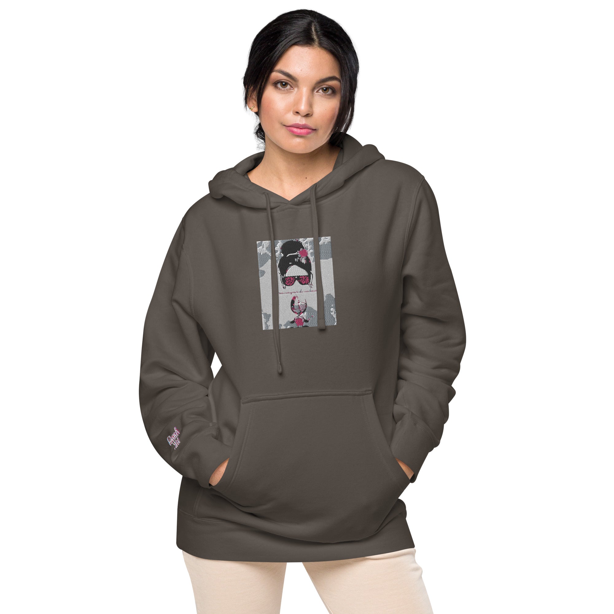 Vineyard Vibes Pink Water Color Black - Unisex pigment-dyed hoodie