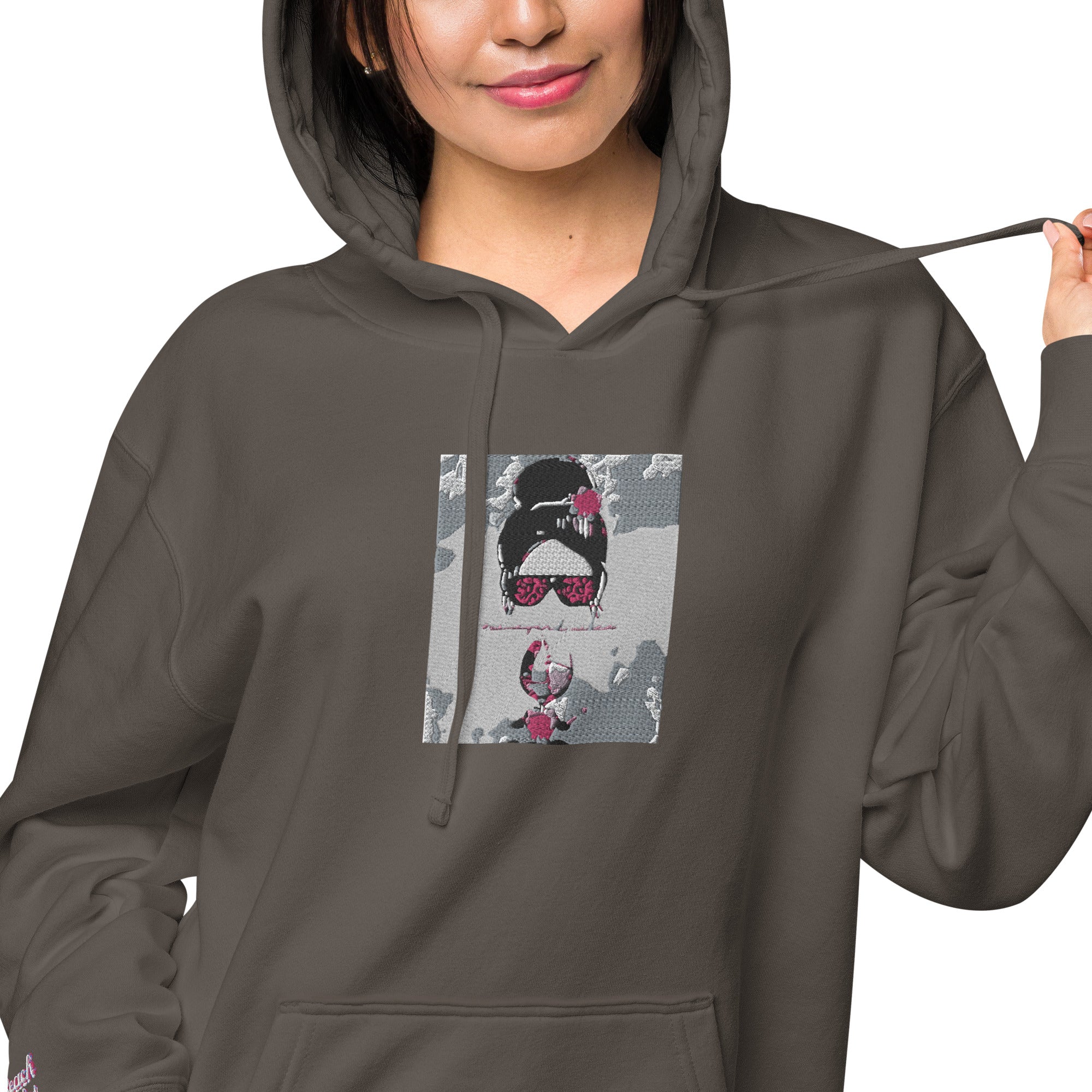 Vineyard Vibes Pink Water Color Black - Unisex pigment-dyed hoodie