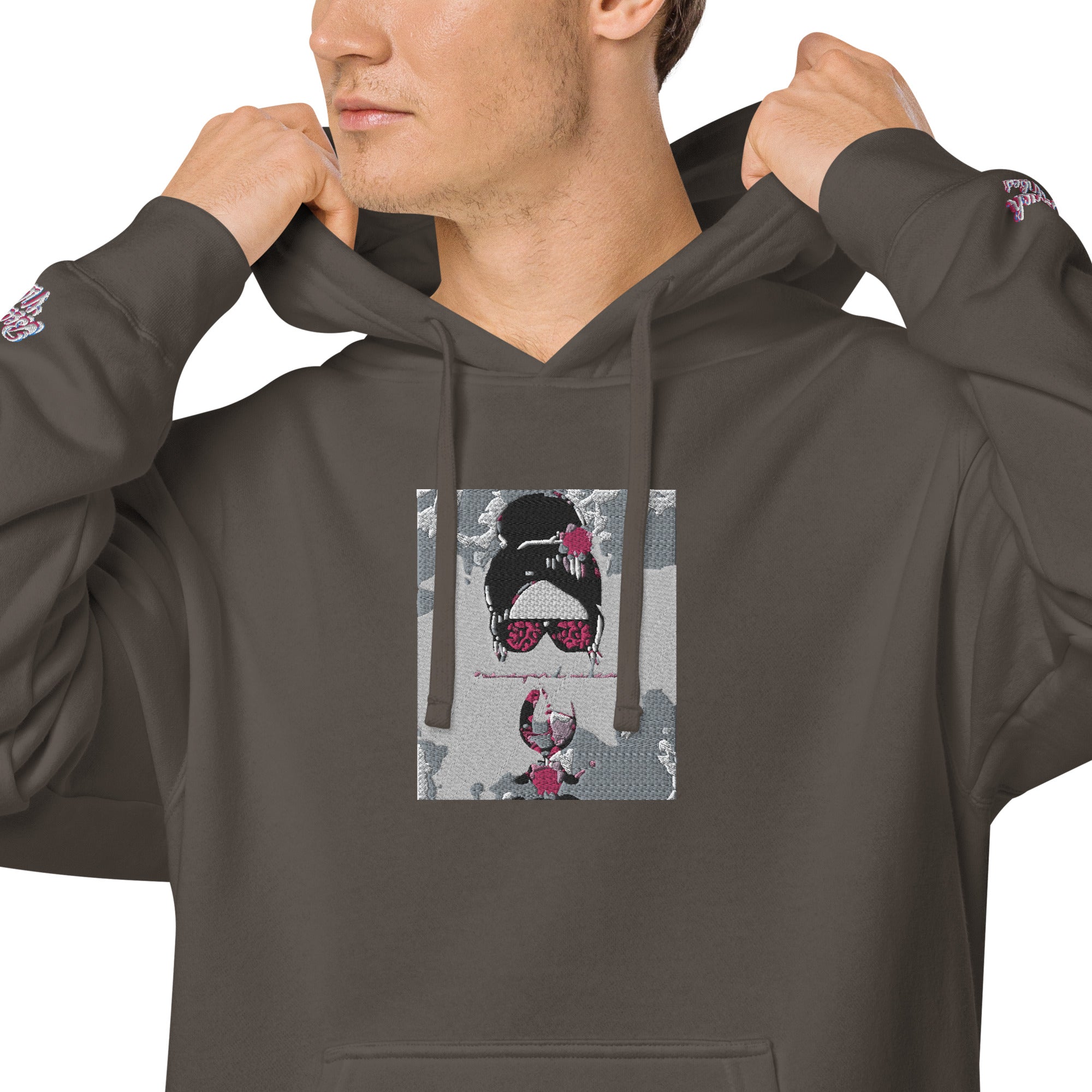 Vineyard Vibes Pink Water Color Black - Unisex pigment-dyed hoodie