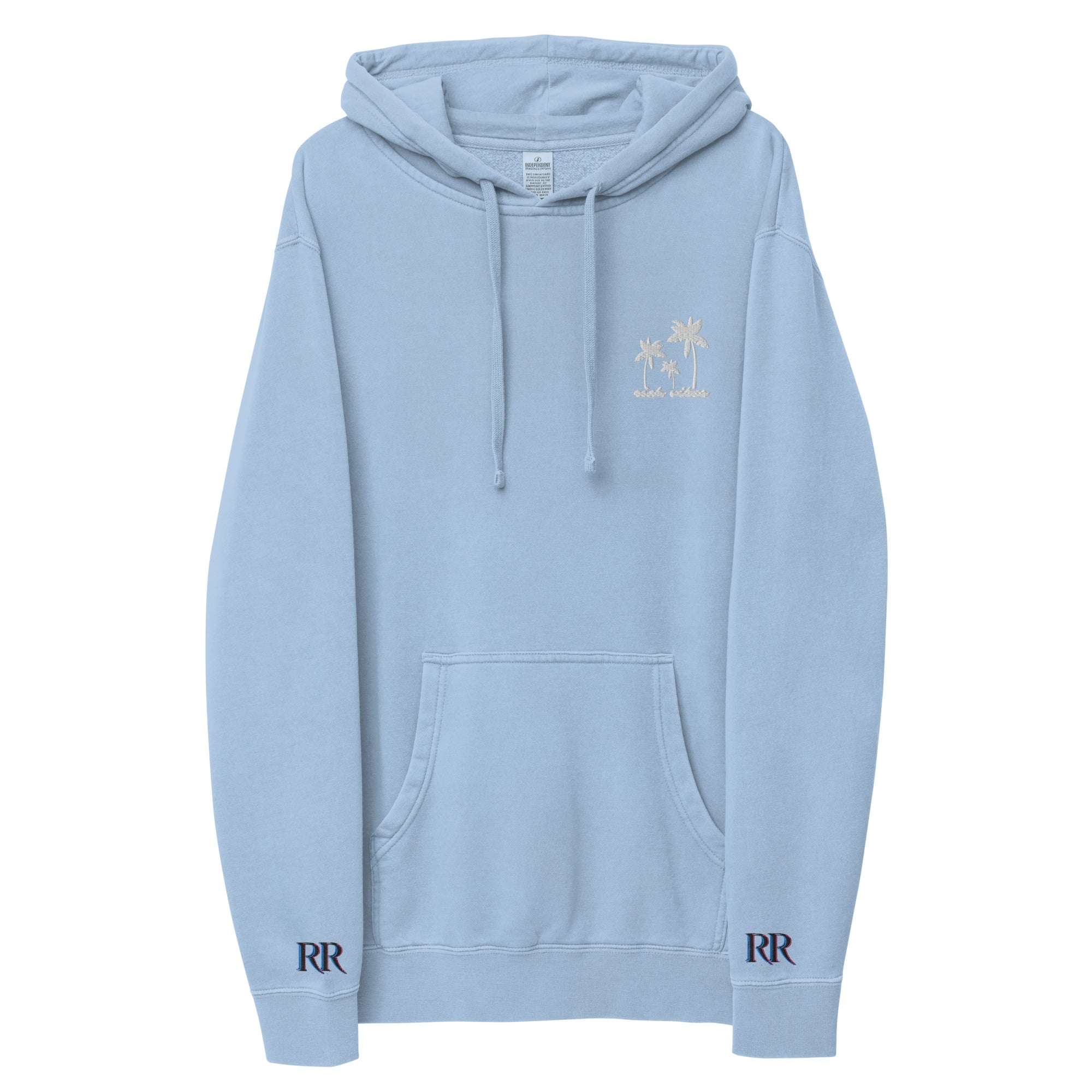 Rich Vibes 3 Palm Tree Silhouette - Unisex pigment-dyed hoodie Light Blue