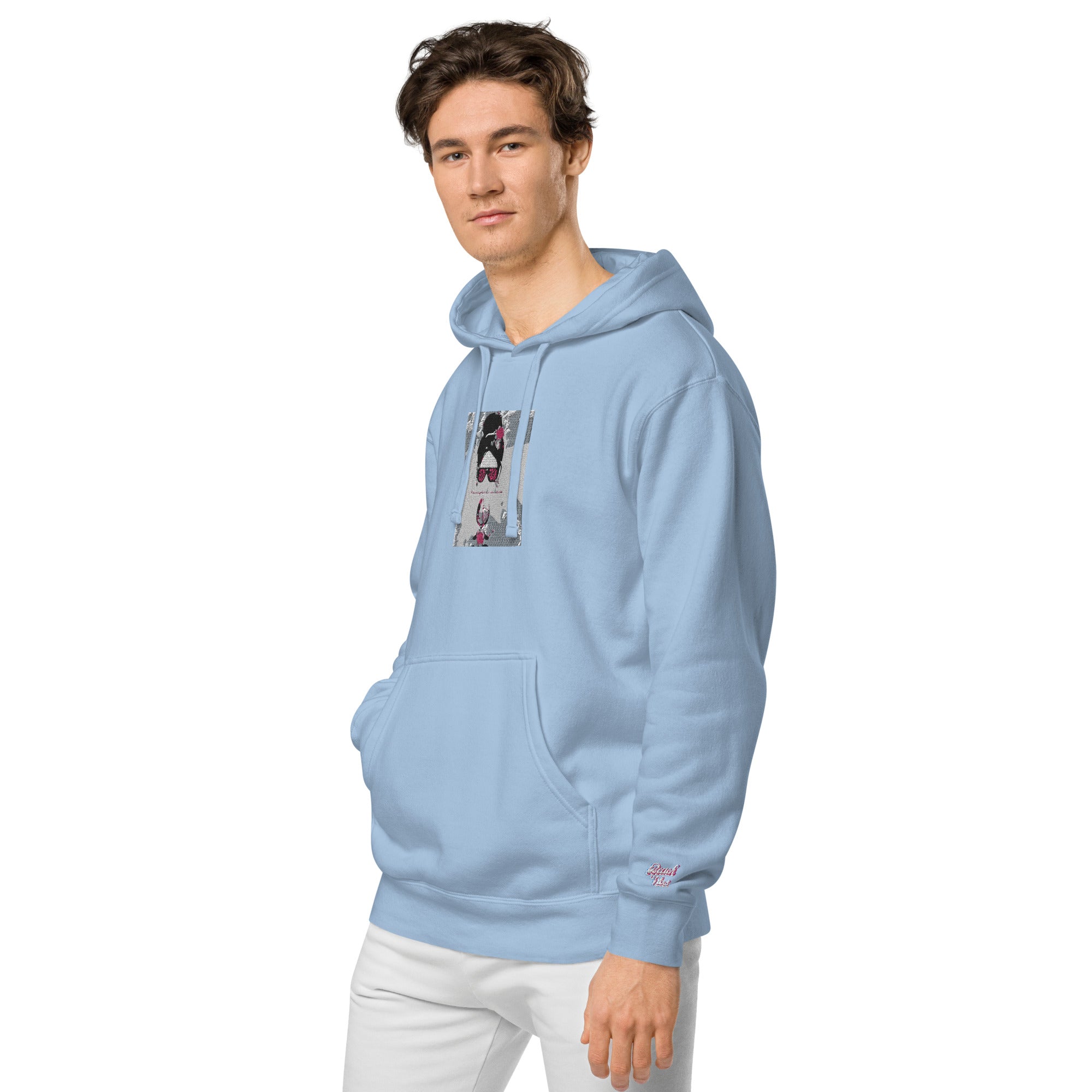 Vineyard Vibes Pink Water Color Light Blue - Unisex pigment-dyed hoodie