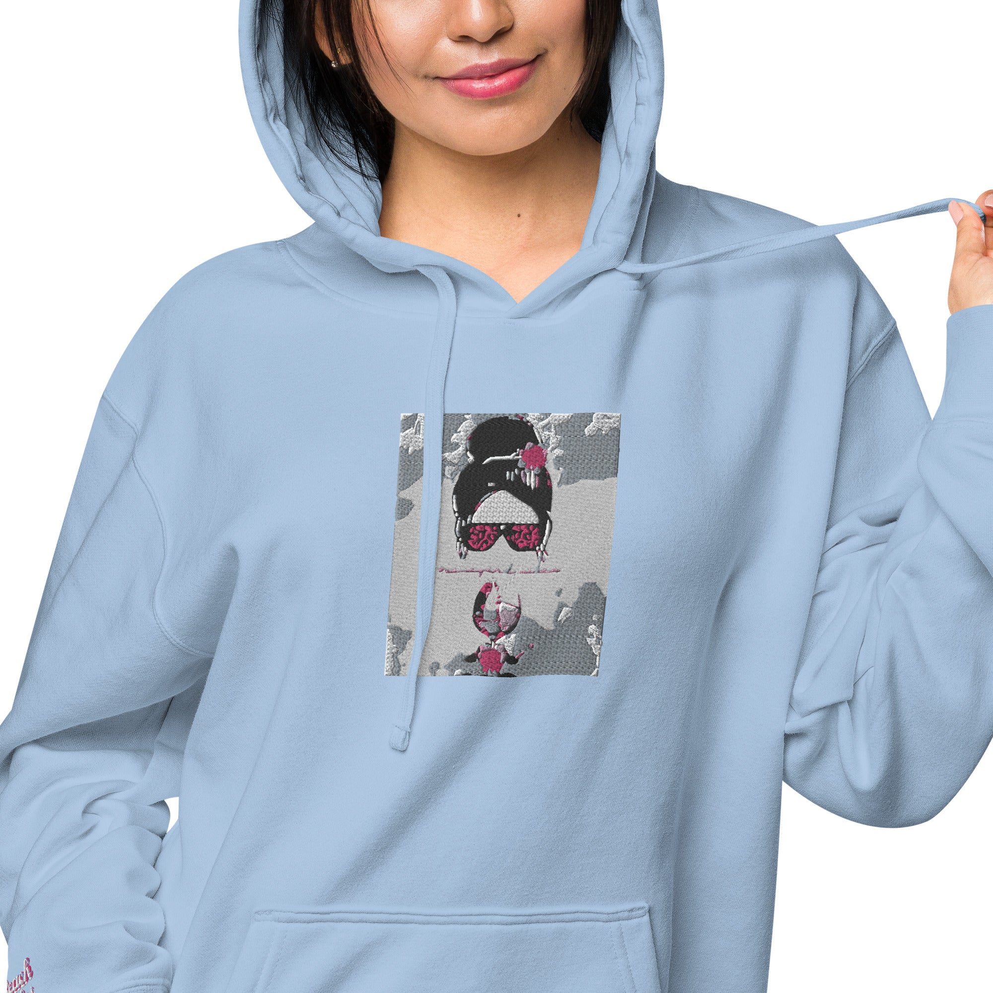 Vineyard Vibes Pink Water Color Light Blue - Unisex pigment-dyed hoodie