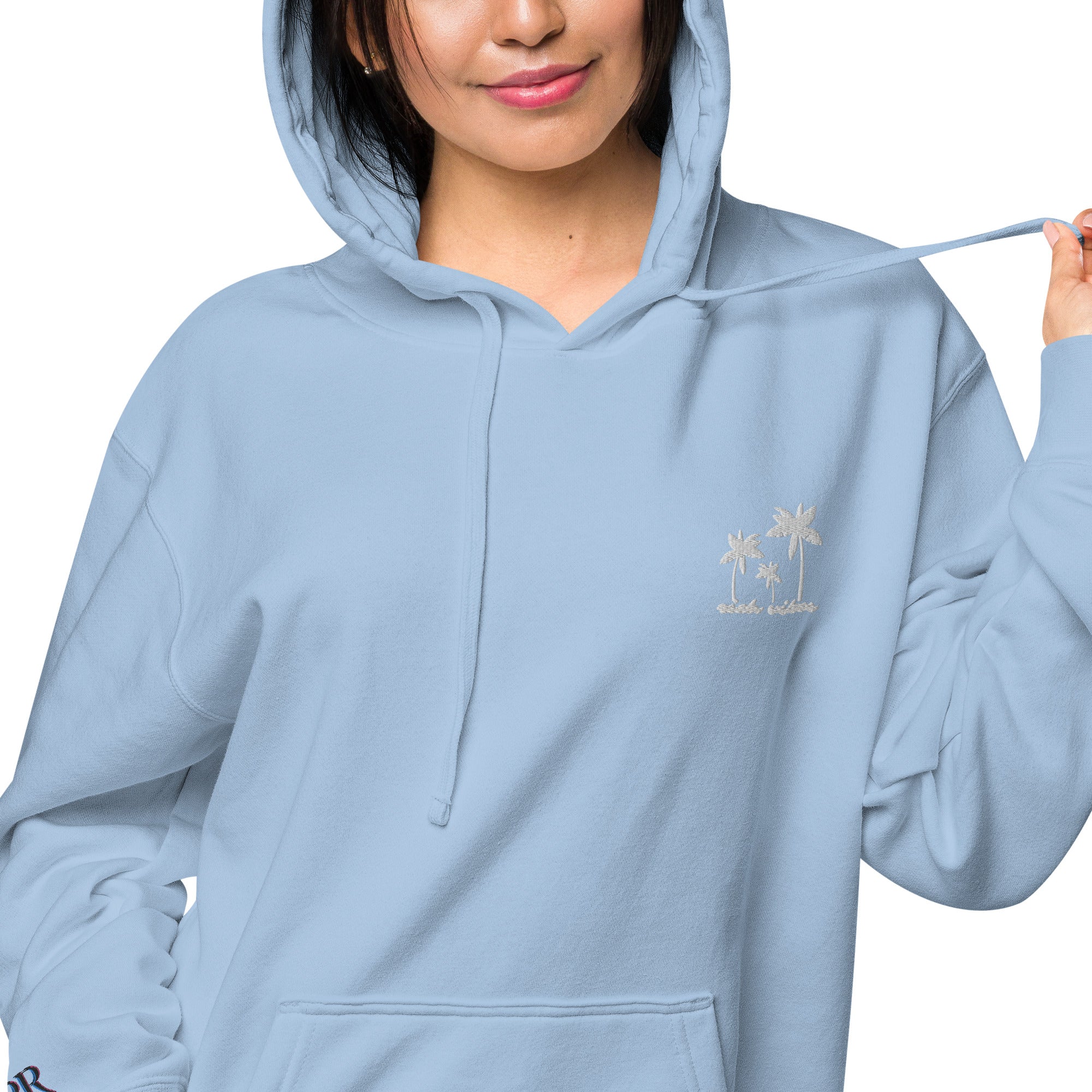 Rich Vibes 3 Palm Tree Silhouette - Unisex pigment-dyed hoodie Light Blue