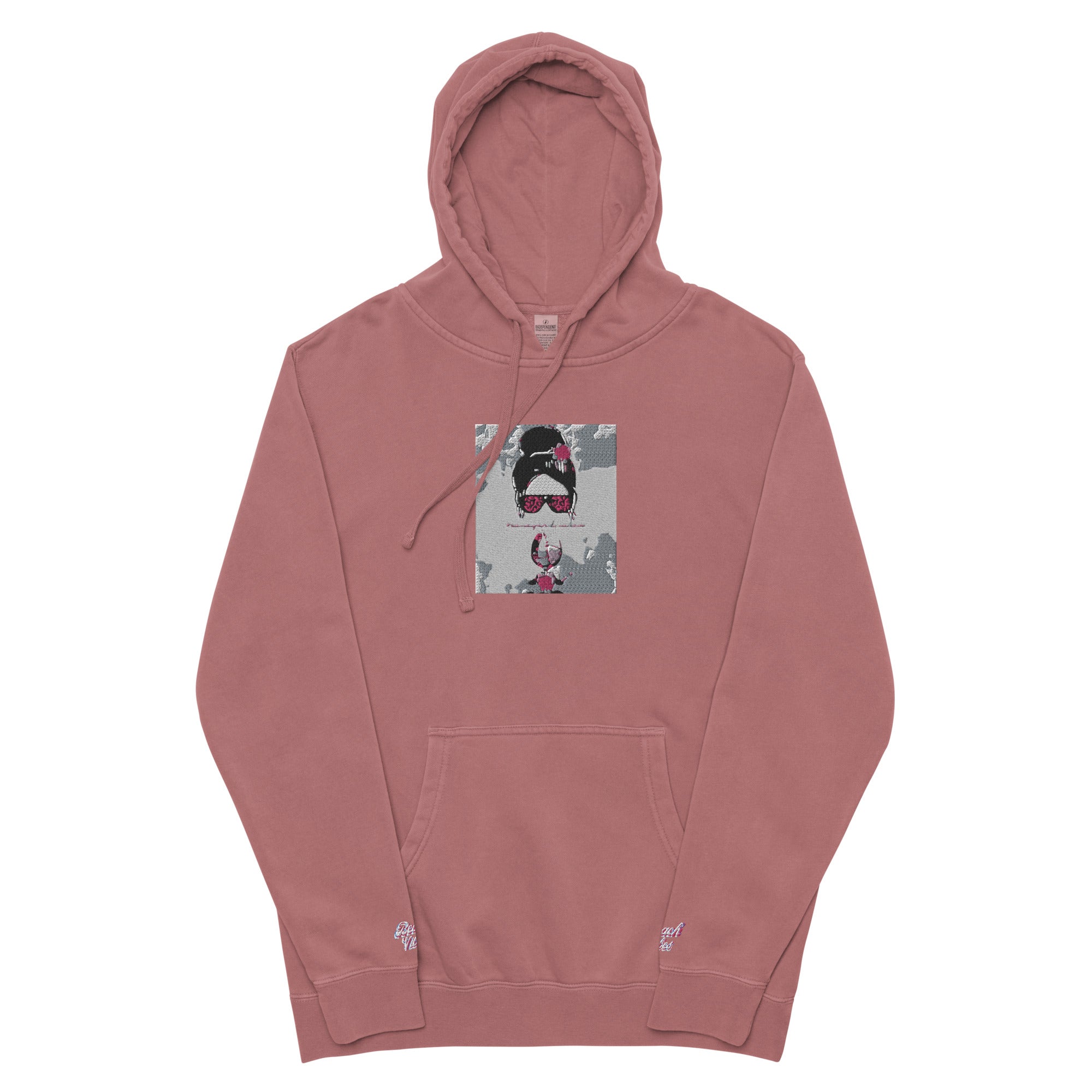 Vineyard Vibes Pink Water Color Maroon - Unisex pigment-dyed hoodie