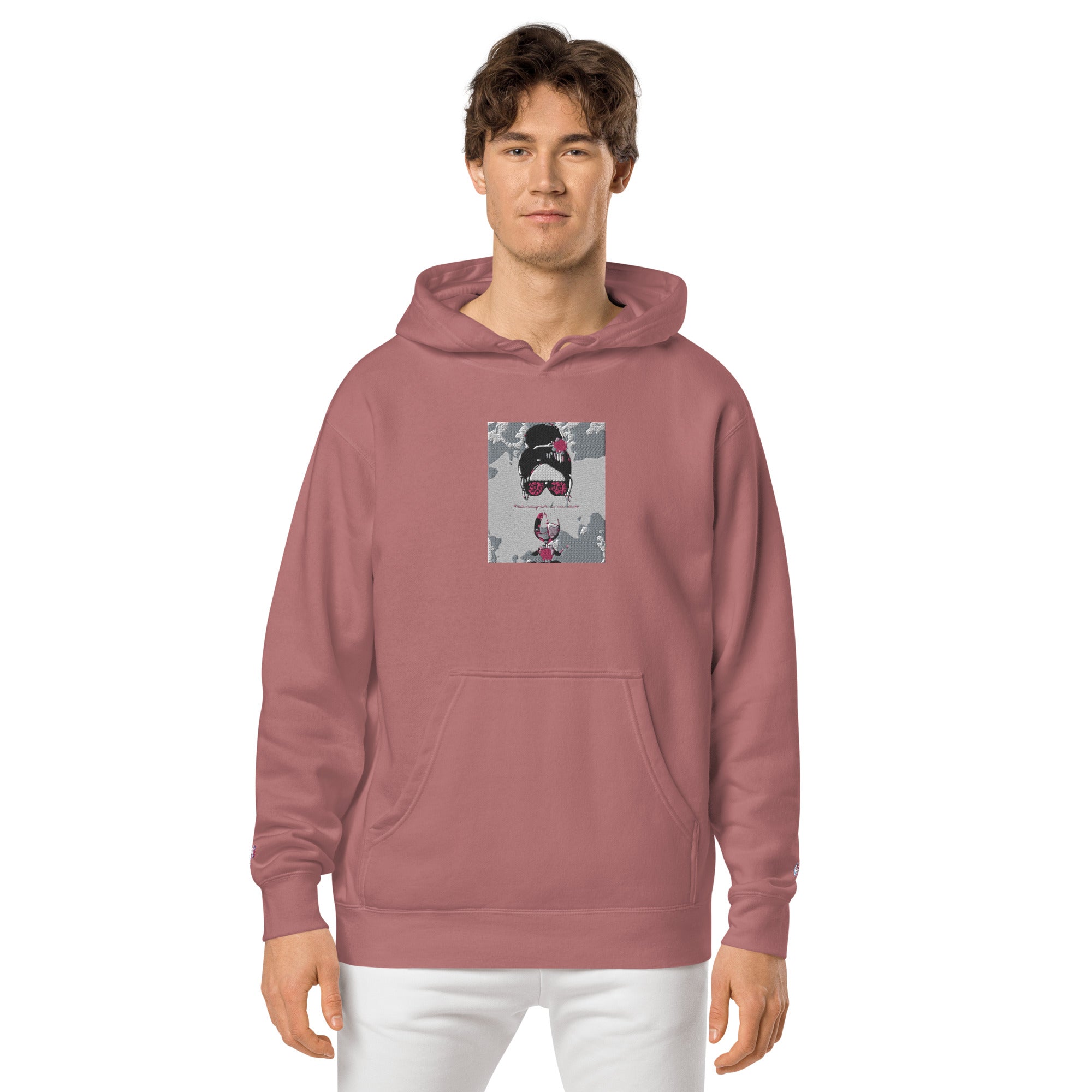 Vineyard Vibes Pink Water Color Maroon - Unisex pigment-dyed hoodie