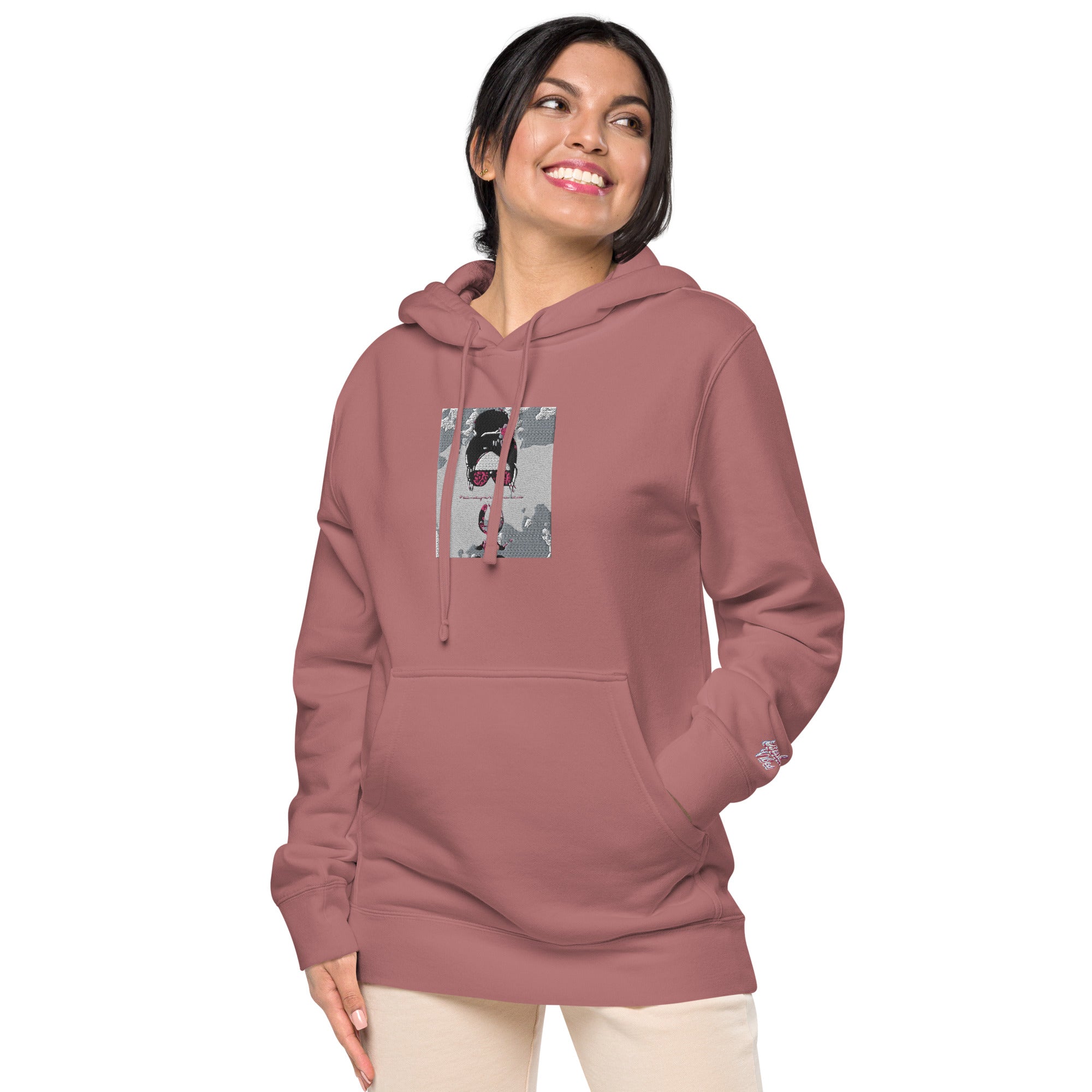 Vineyard Vibes Pink Water Color Maroon - Unisex pigment-dyed hoodie