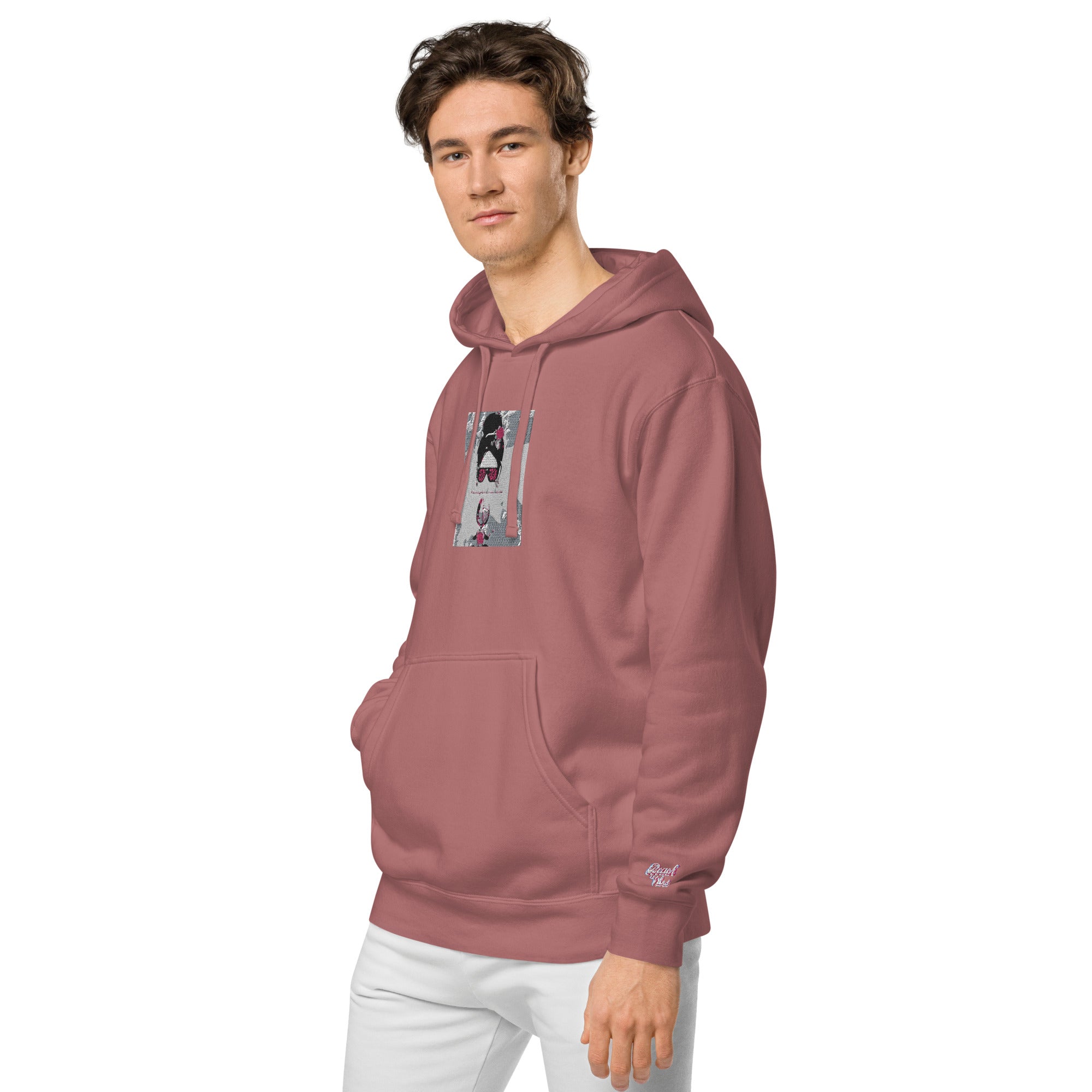 Vineyard Vibes Pink Water Color Maroon - Unisex pigment-dyed hoodie