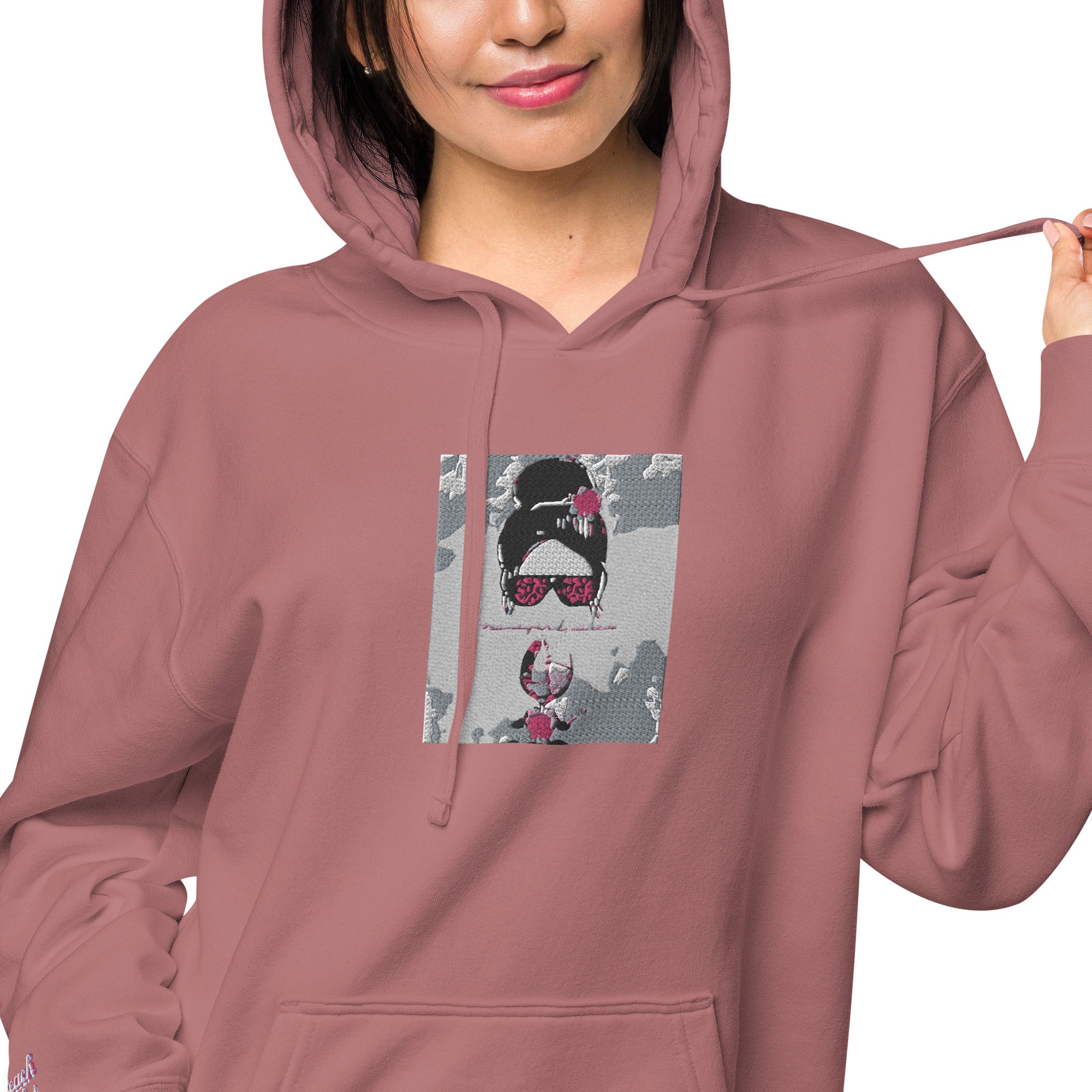 Vineyard Vibes Pink Water Color Maroon - Unisex pigment-dyed hoodie