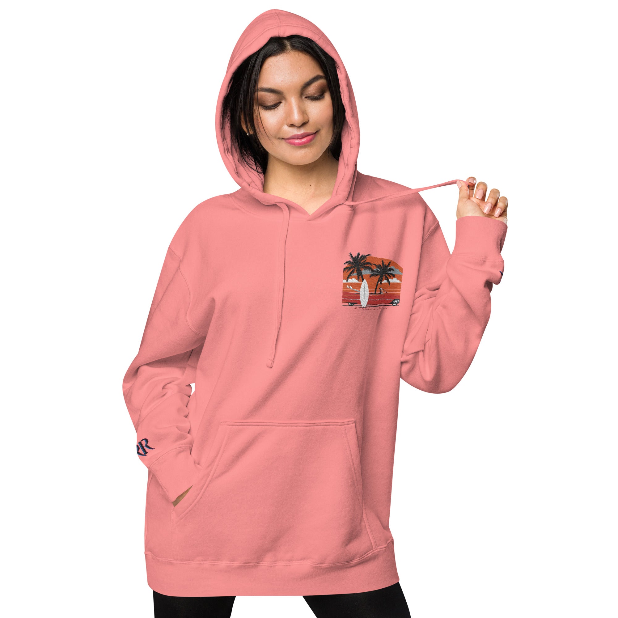 RV5 Surfs Up Sunset Classic Peach - Unisex pigment-dyed hoodie