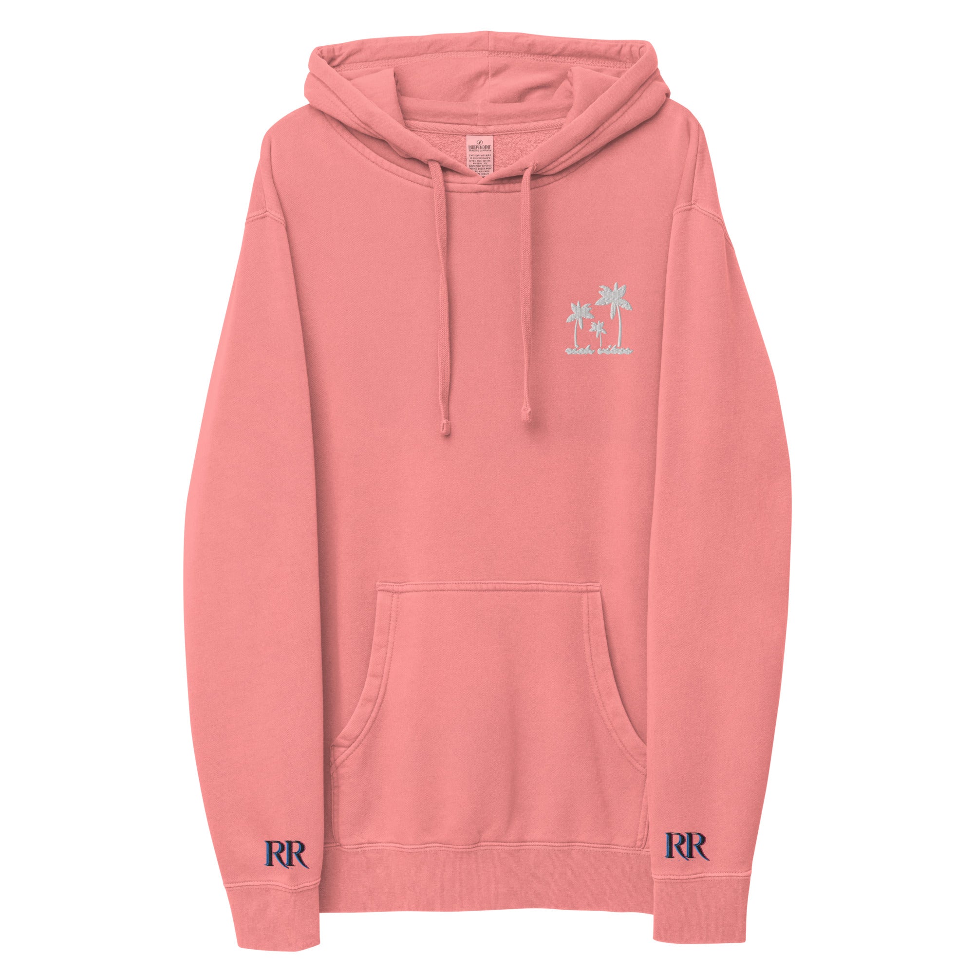 Rich Vibes 3 Palm Tree Silhouette - Unisex pigment-dyed hoodie Peach