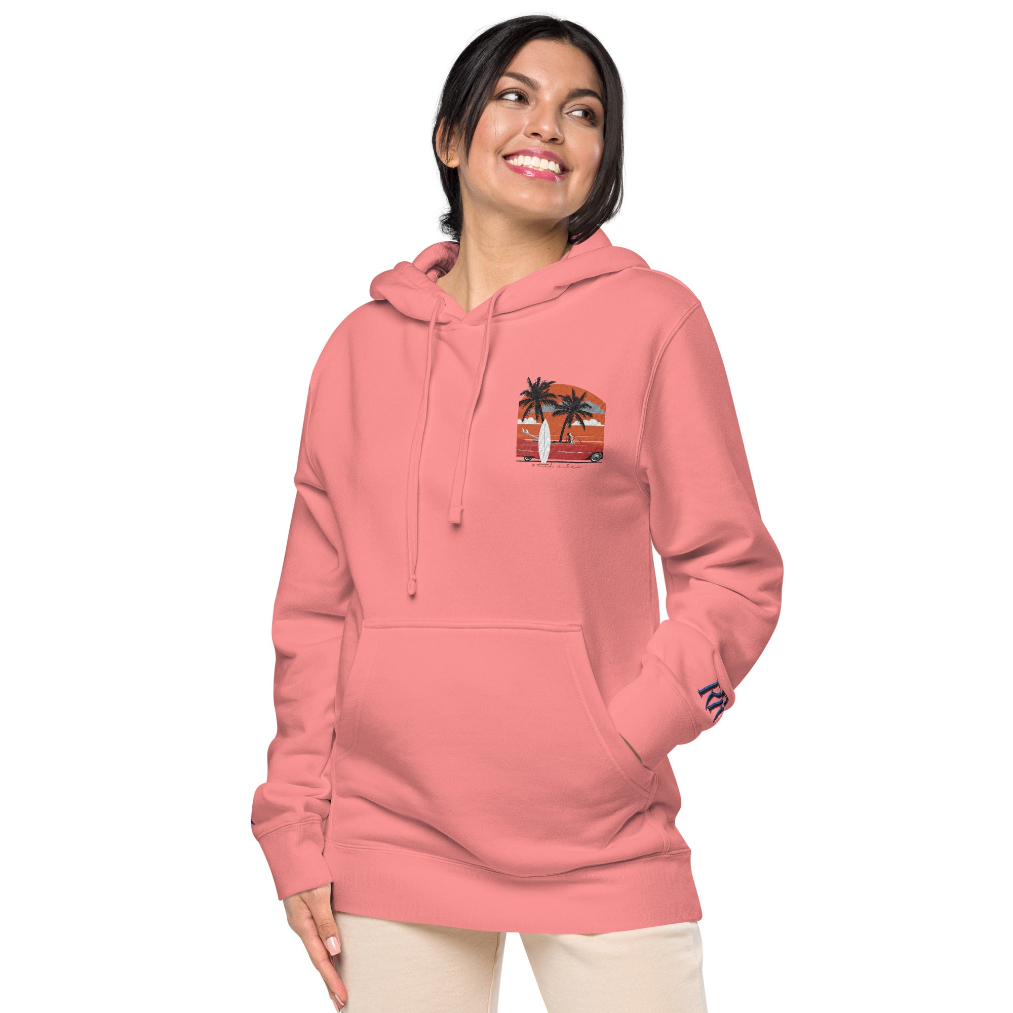 RV5 Surfs Up Sunset Classic Peach - Unisex pigment-dyed hoodie