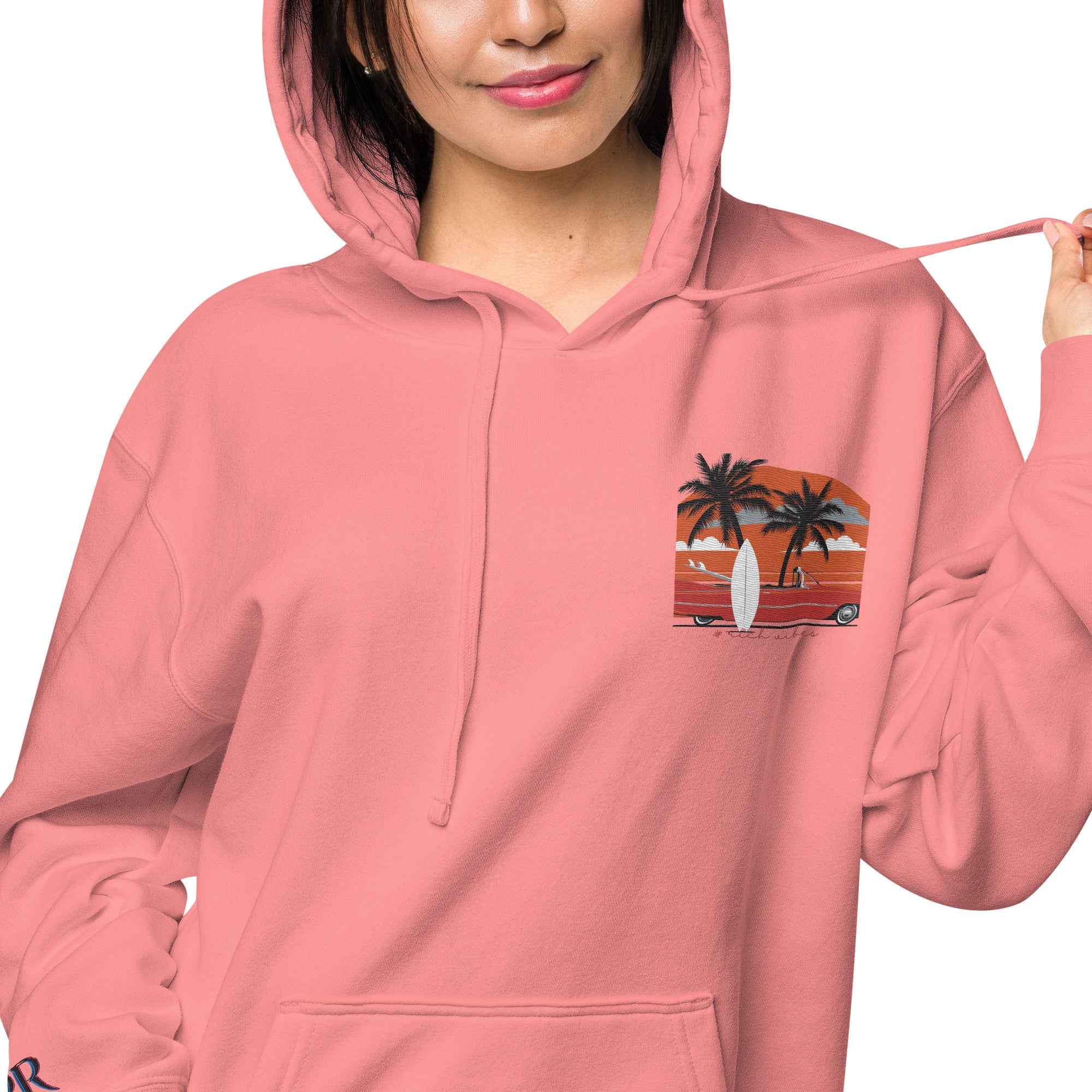 RV5 Surfs Up Sunset Classic Peach - Unisex pigment-dyed hoodie