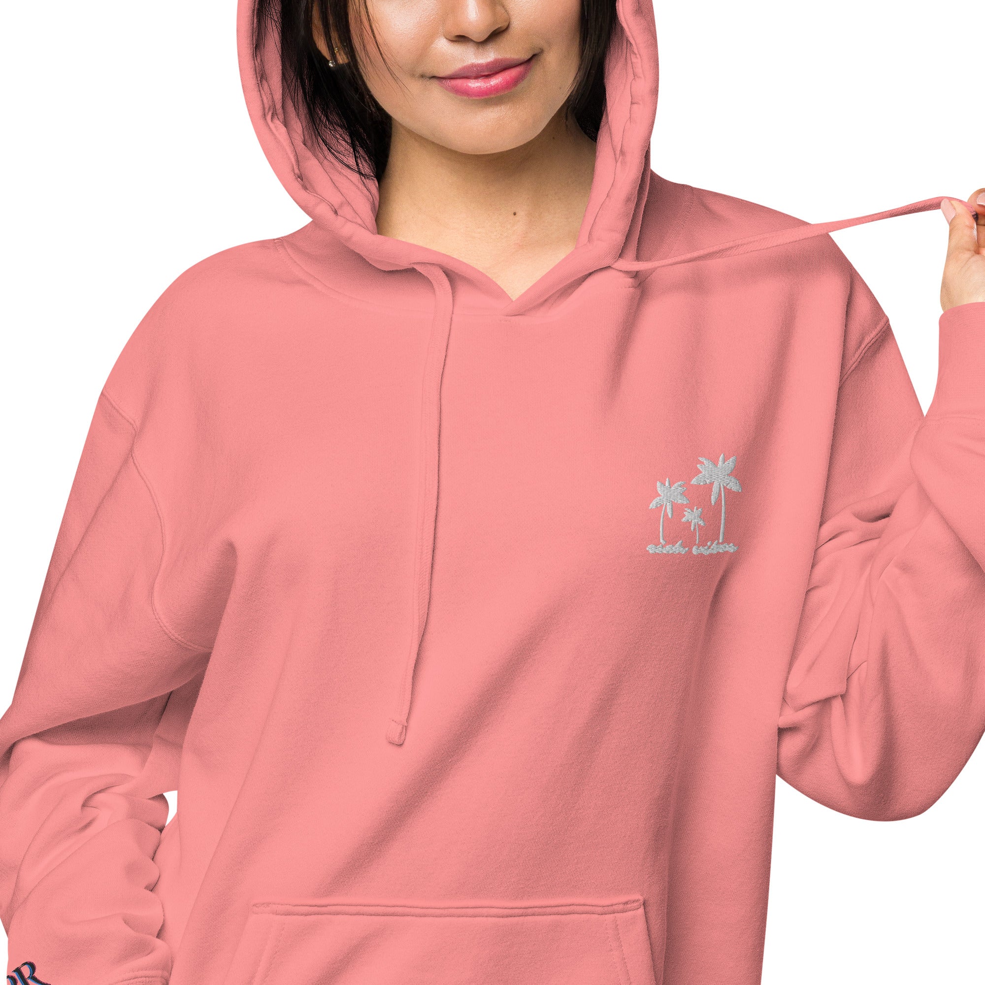 Rich Vibes 3 Palm Tree Silhouette - Unisex pigment-dyed hoodie Peach