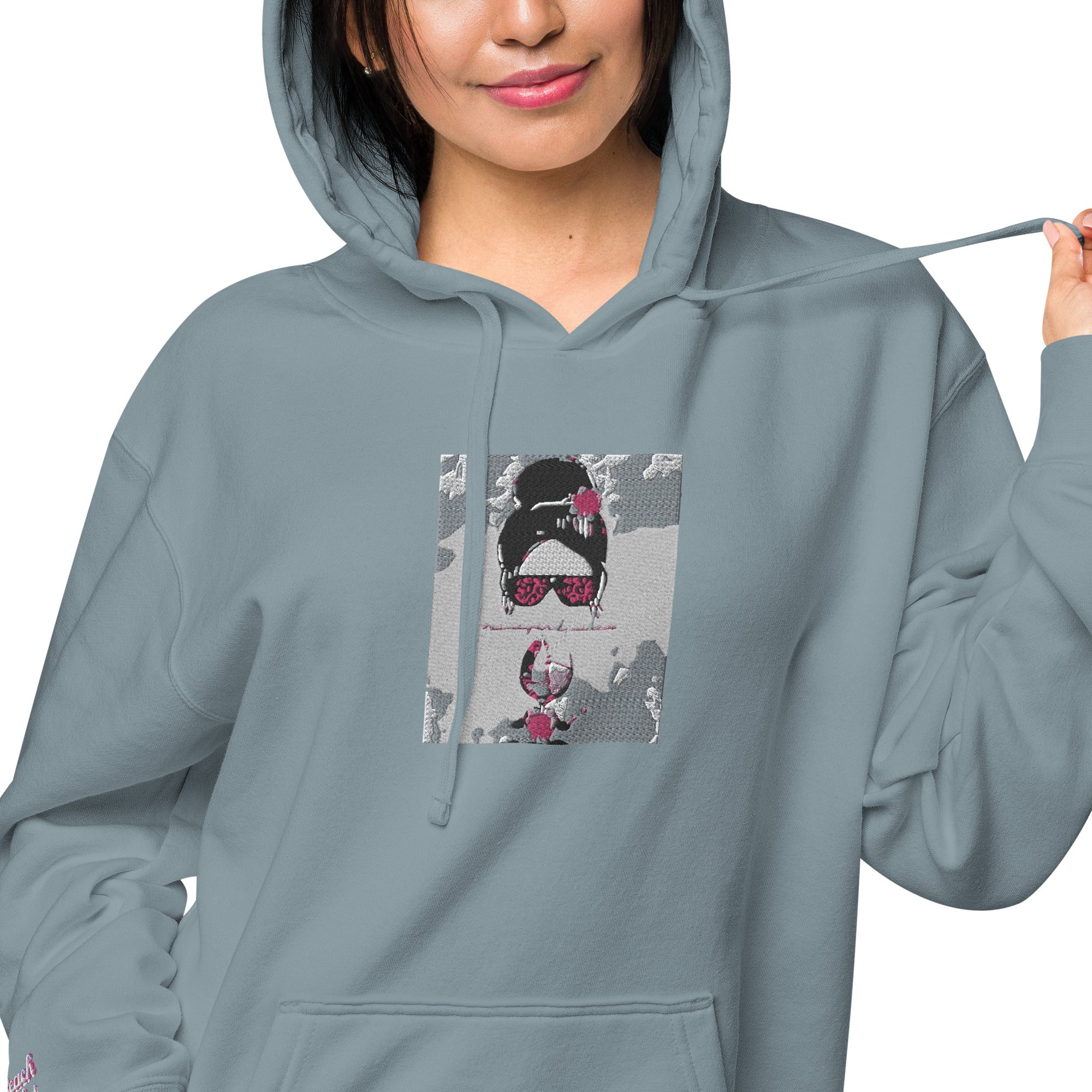 Vineyard Vibes Pink Water Color Slate Blue - Unisex pigment-dyed hoodie