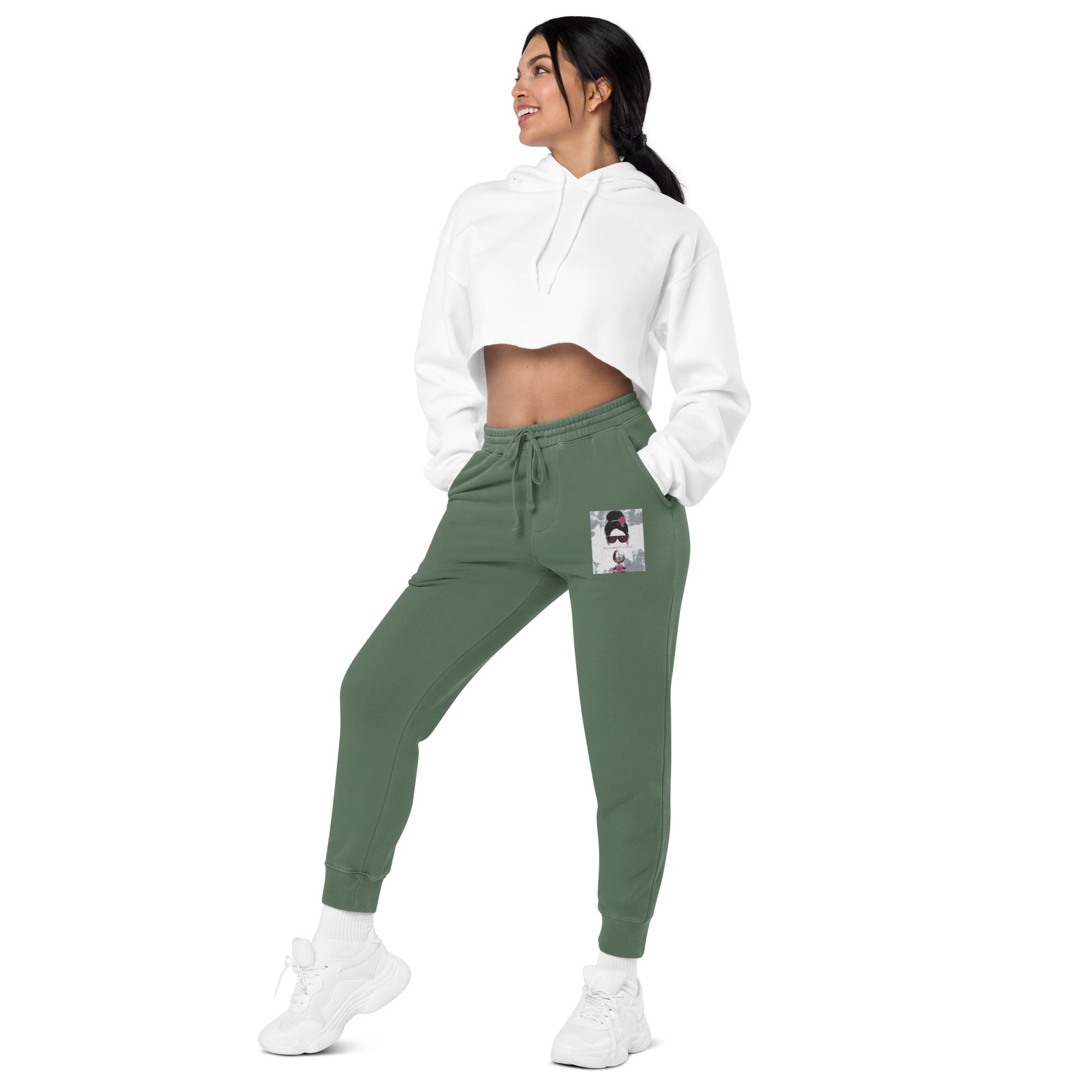 Vineyard Vibes Pink Water Color Alpine Green - Unisex pigment-dyed sweatpants