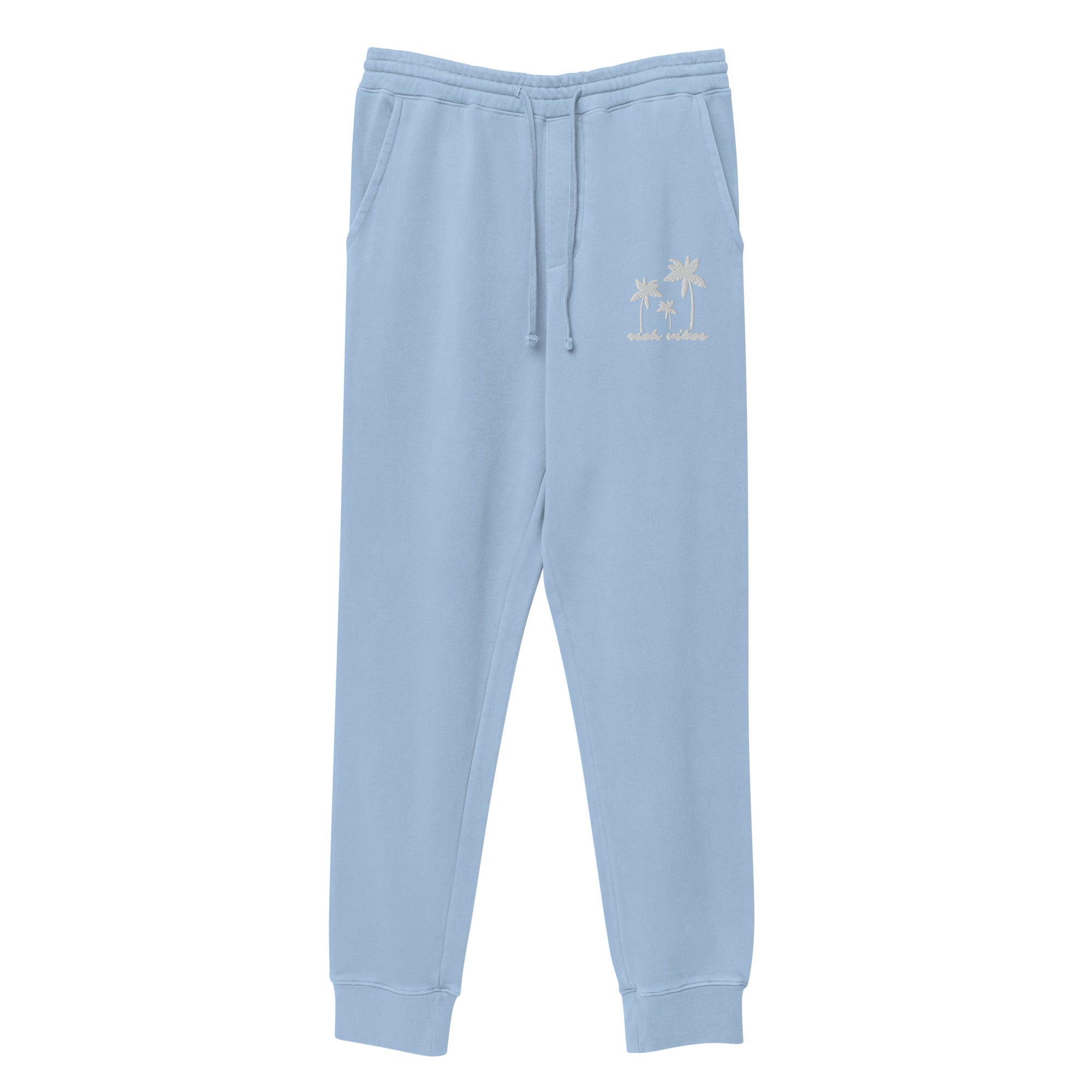 Rich Vibes 3 Palm Tree Silhouette - Unisex pigment-dyed sweatpants Light Blue