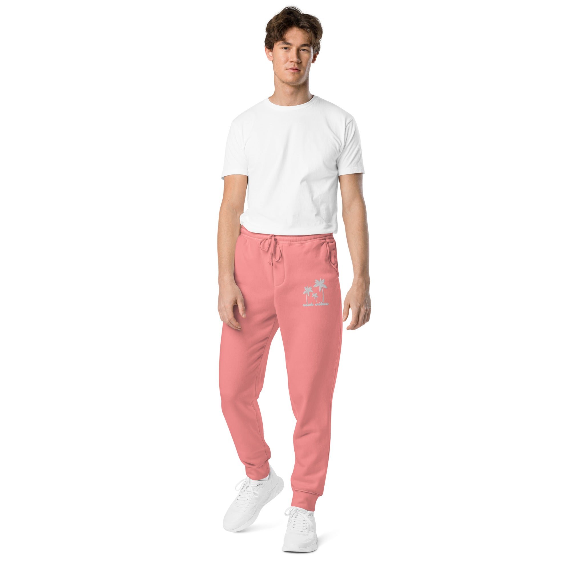 Rich Vibes 3 Palm Tree Silhouette - Unisex pigment-dyed sweatpants Peach