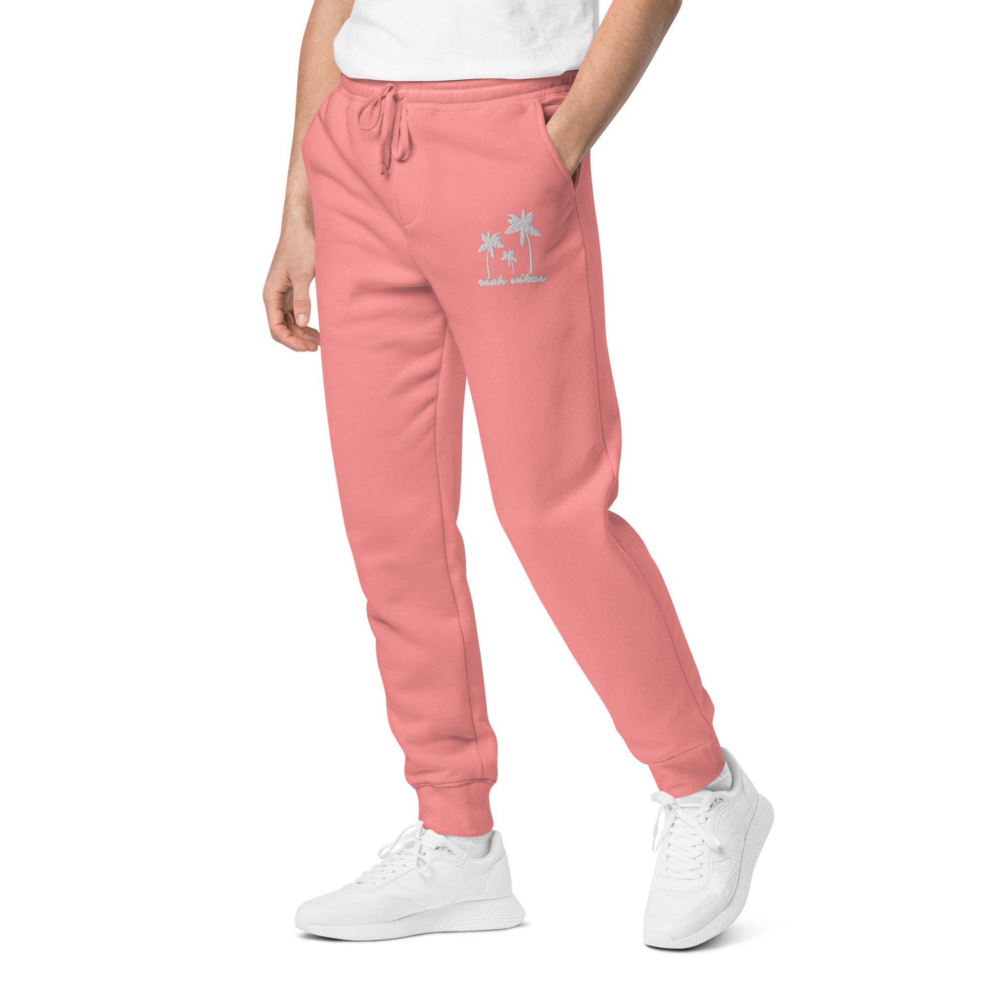 Rich Vibes 3 Palm Tree Silhouette - Unisex pigment-dyed sweatpants Peach
