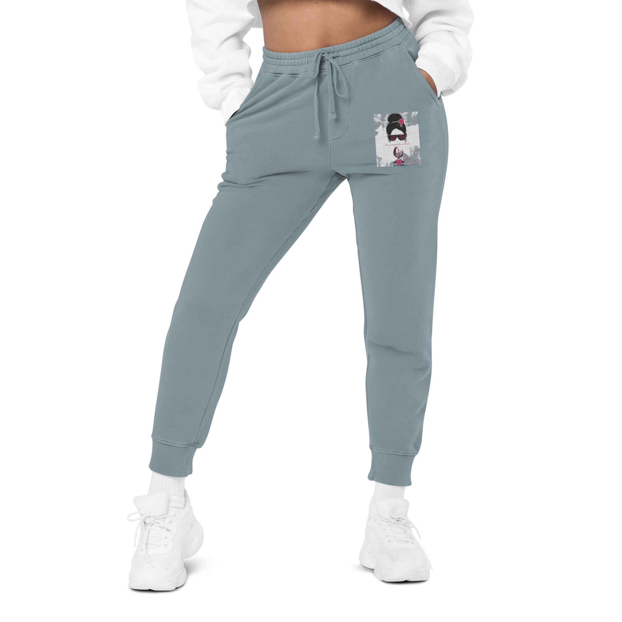 Vineyard Vibes Pink Water Color Slate Blue - Unisex pigment-dyed sweatpants