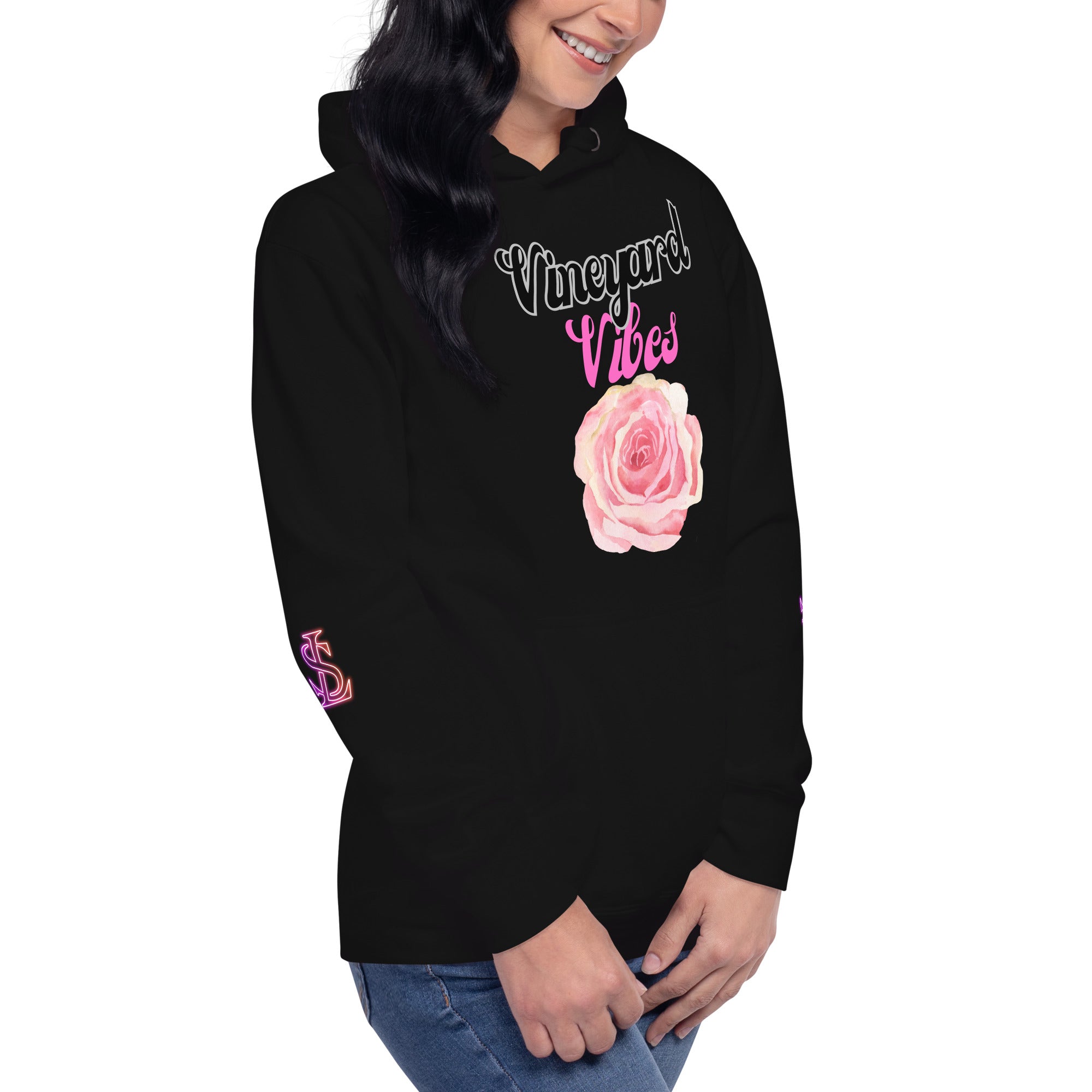 Vineyard Vibes LS Pink Rose Pedals LifeStyle - Unisex Hoodie