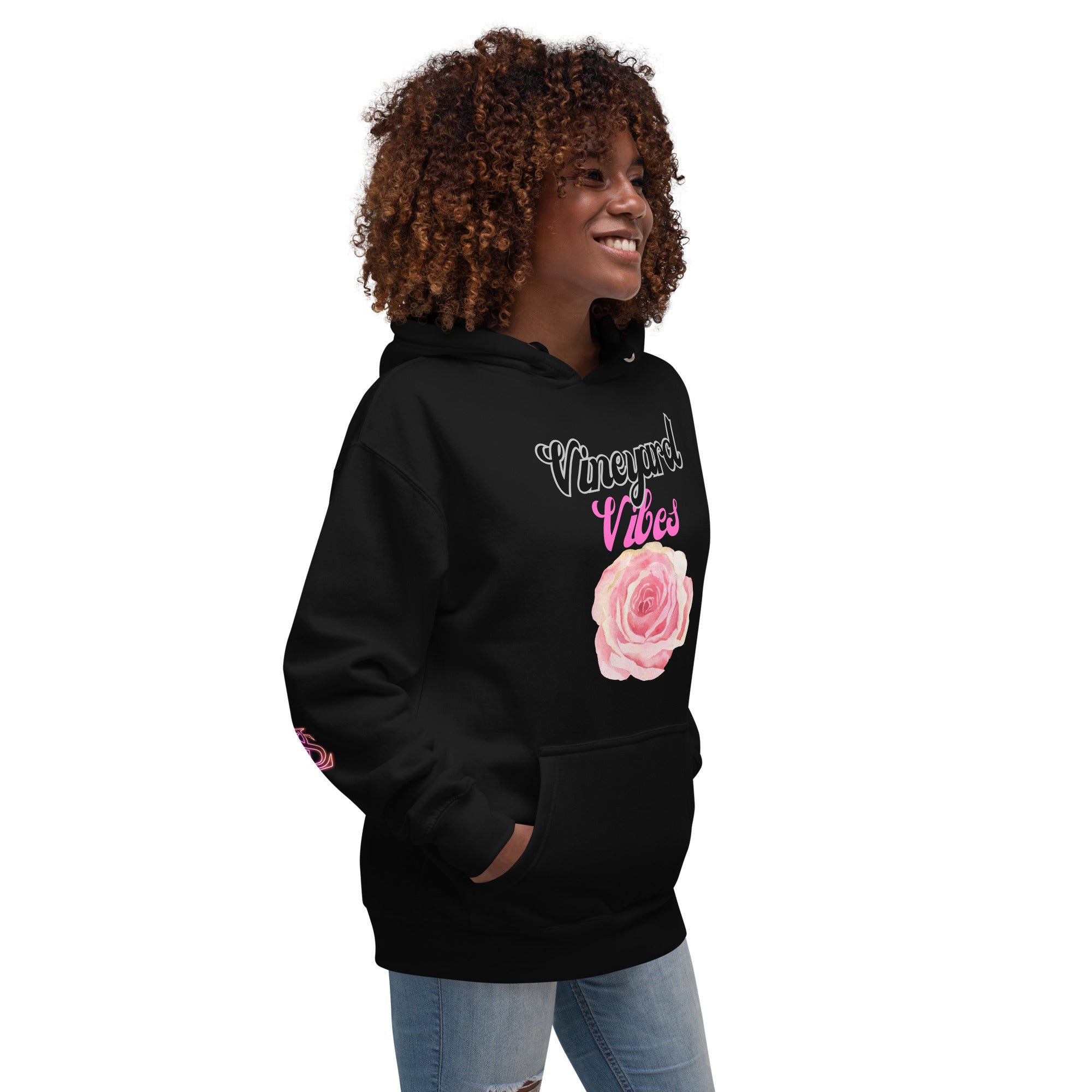 Vineyard Vibes LS Pink Rose Pedals LifeStyle - Unisex Hoodie