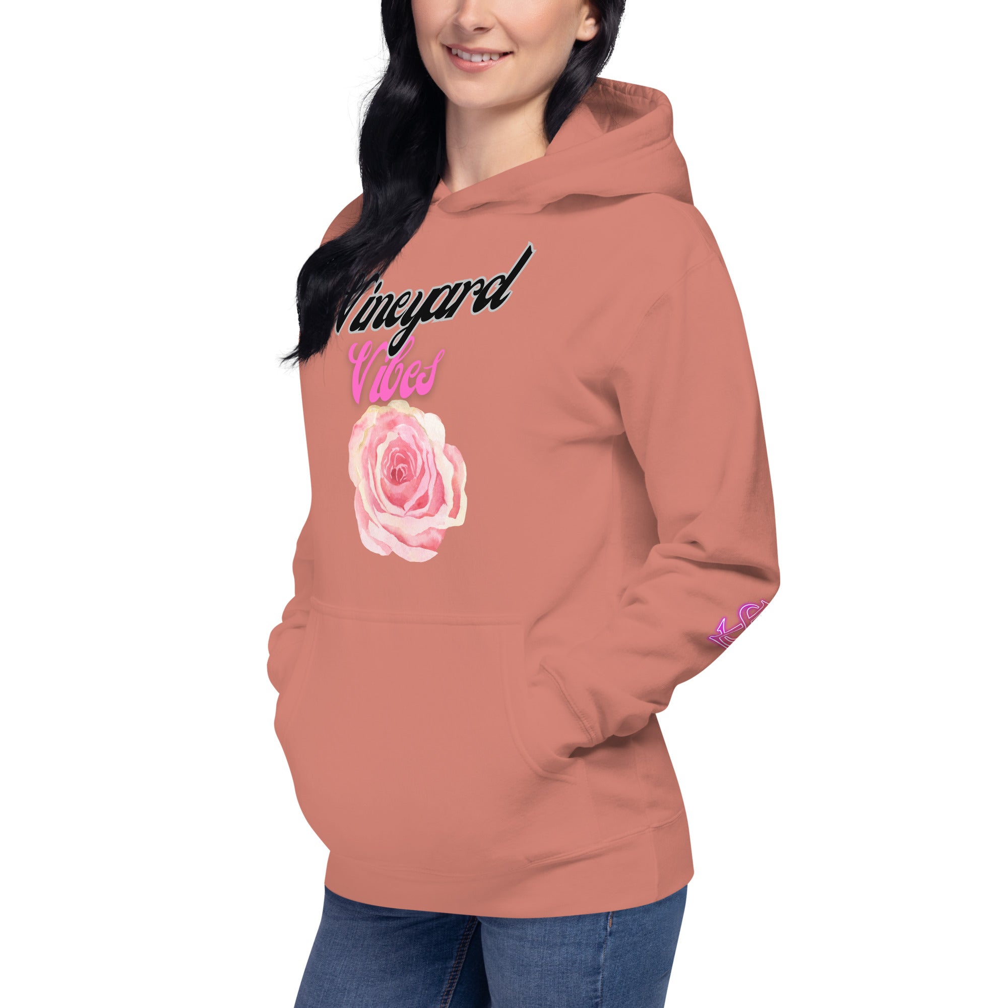 Vineyard Vibes LS Pink Rose Pedals LifeStyle - Unisex Hoodie