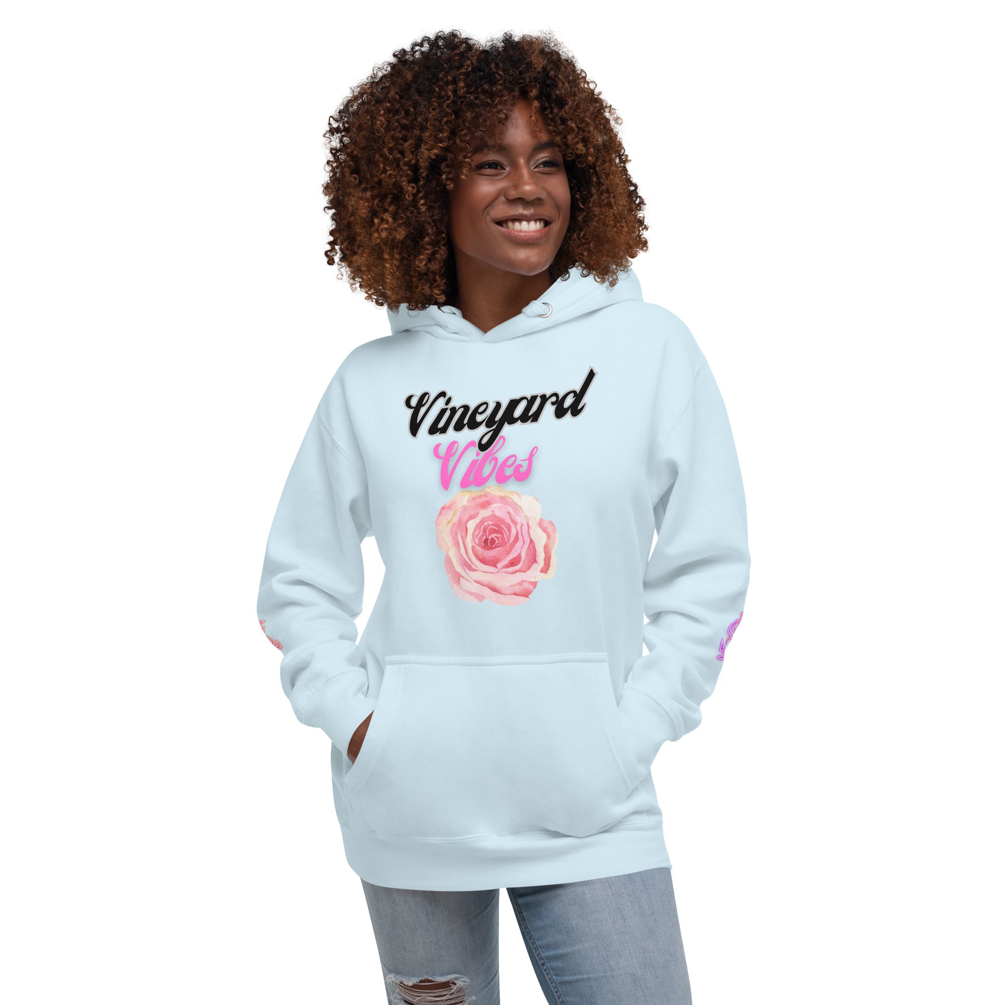 Vineyard Vibes LS Pink Rose Pedals LifeStyle - Unisex Hoodie
