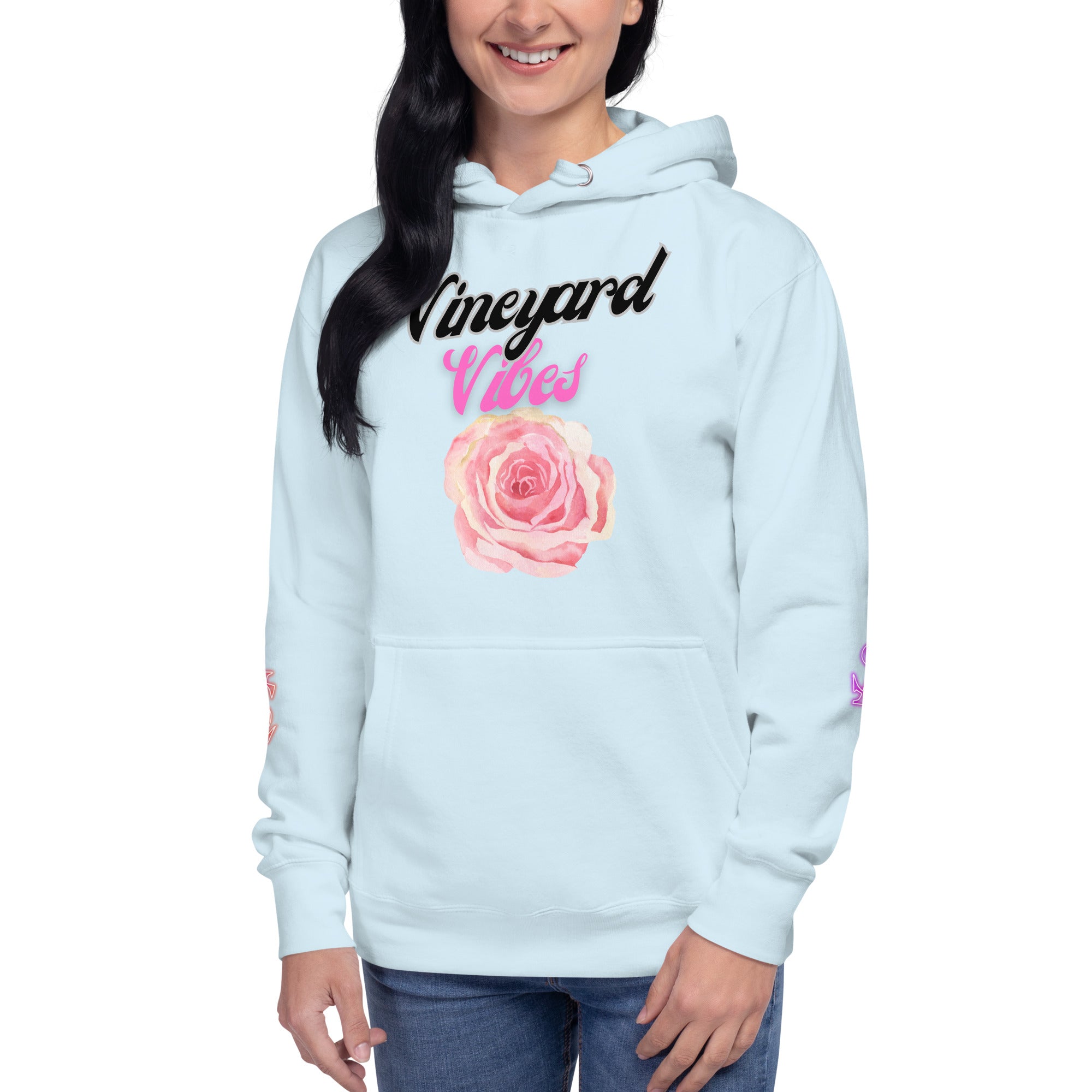Vineyard Vibes LS Pink Rose Pedals LifeStyle - Unisex Hoodie