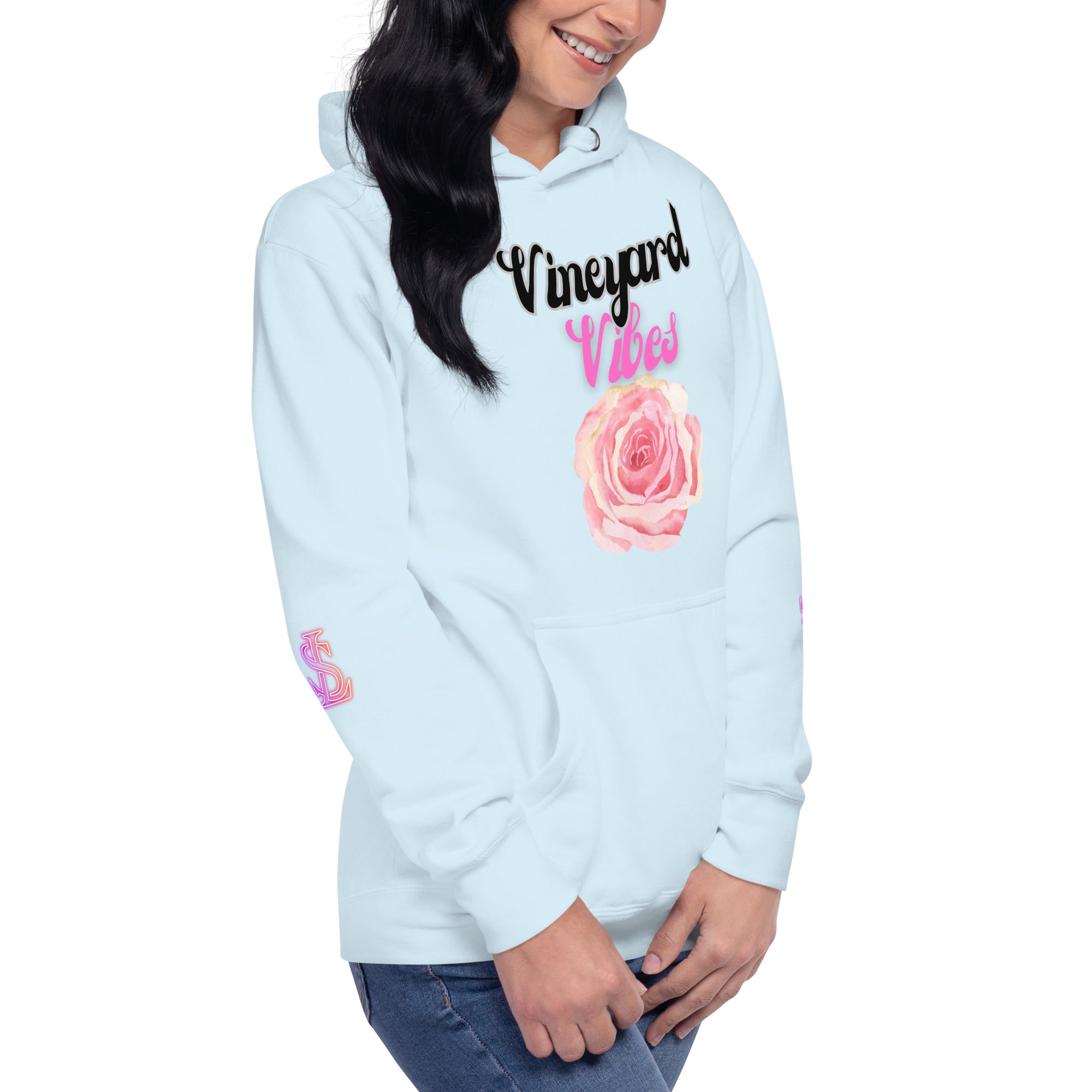 Vineyard Vibes LS Pink Rose Pedals LifeStyle - Unisex Hoodie