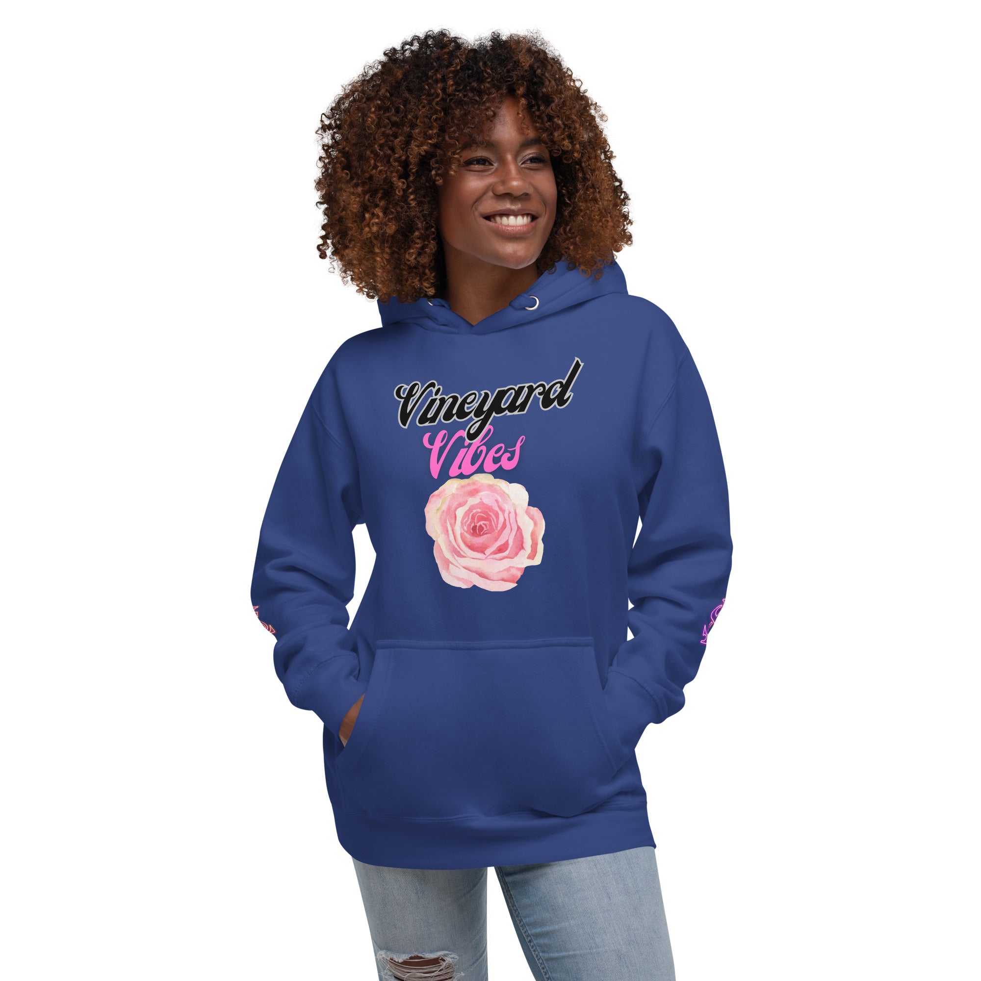 Vineyard Vibes LS Pink Rose Pedals LifeStyle - Unisex Hoodie