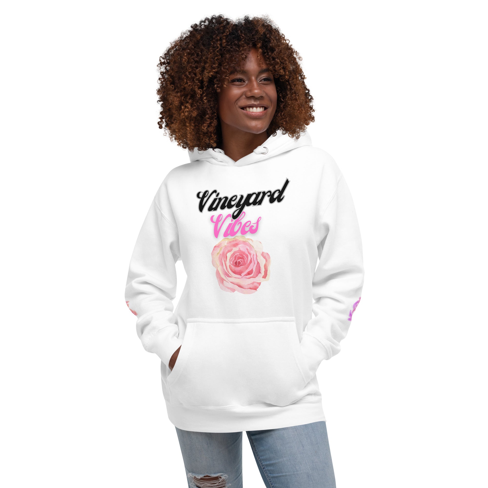 Vineyard Vibes LS Pink Rose Pedals LifeStyle - Unisex Hoodie