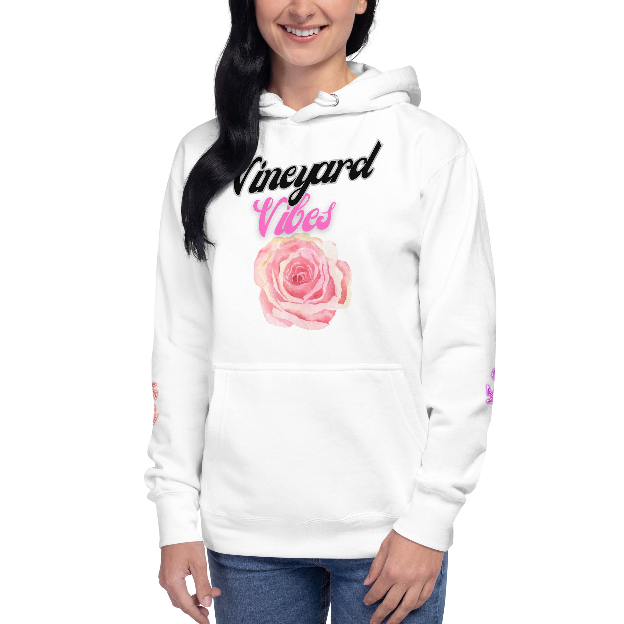 Vineyard Vibes LS Pink Rose Pedals LifeStyle - Unisex Hoodie