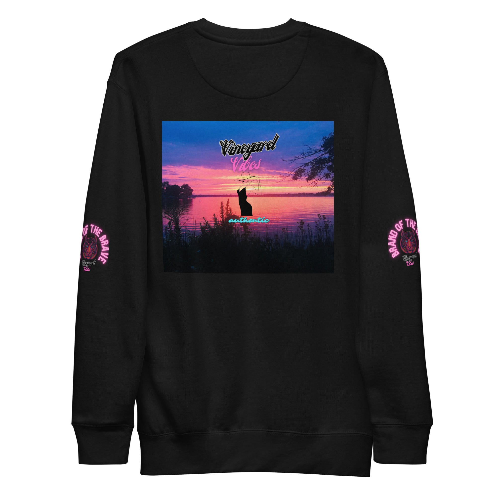 Vineyard Vibes Pink Tiger Silhouette - Unisex Premium Sweatshirt | Cotton Heritage