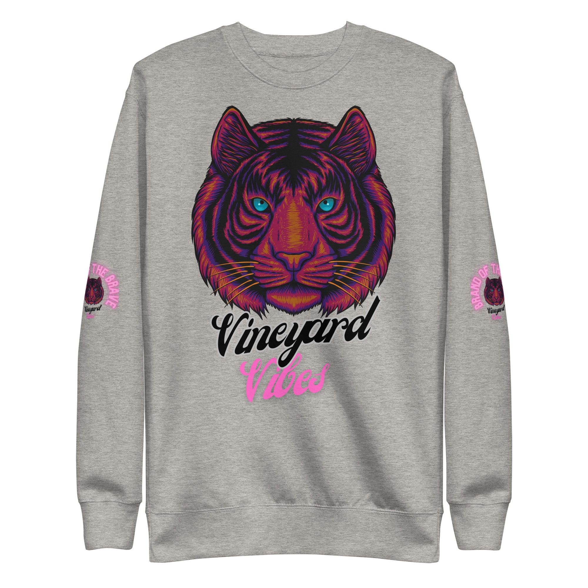 Vineyard Vibes Pink Tiger Silhouette - Unisex Premium Sweatshirt | Cotton Heritage