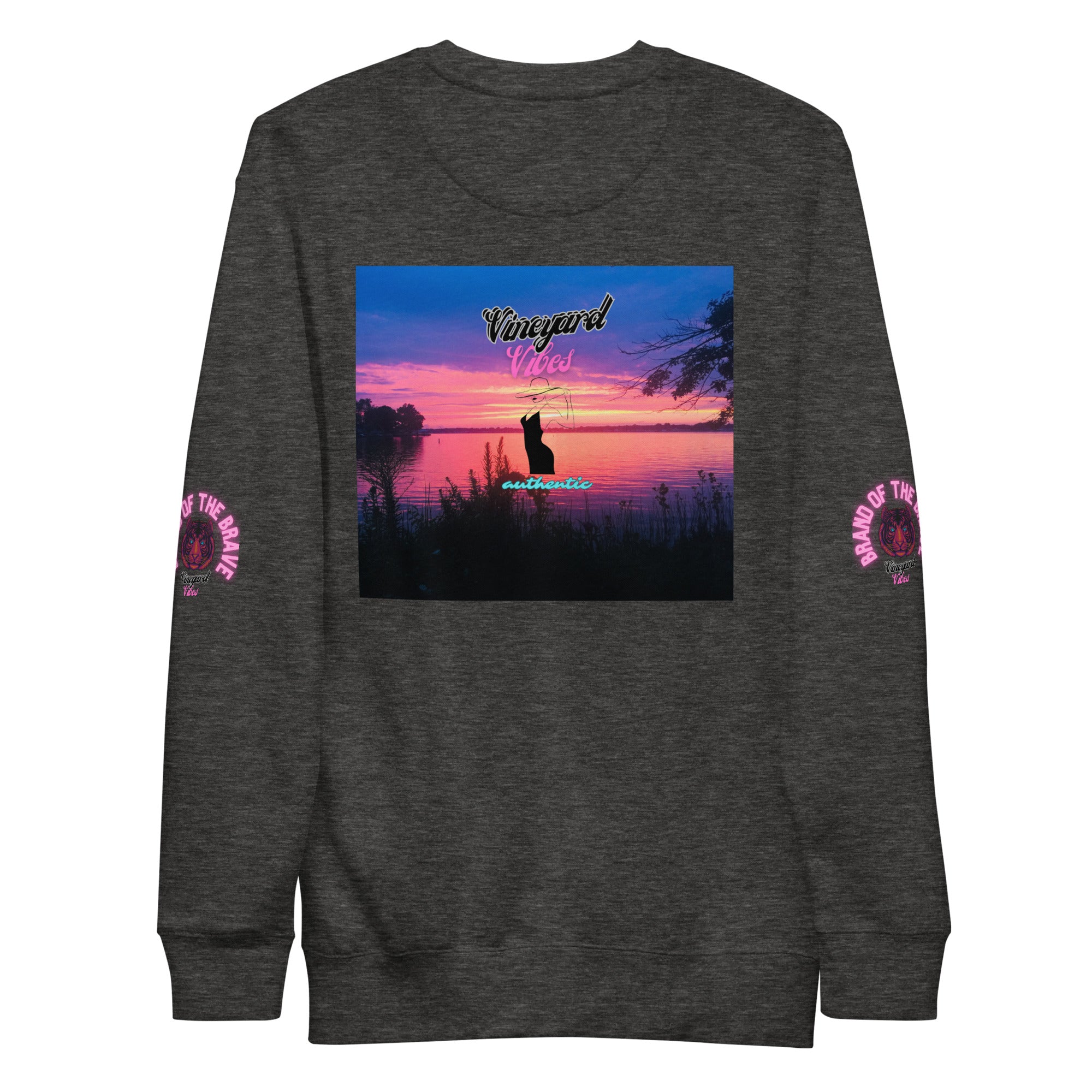 Vineyard Vibes Pink Tiger Silhouette - Unisex Premium Sweatshirt | Cotton Heritage