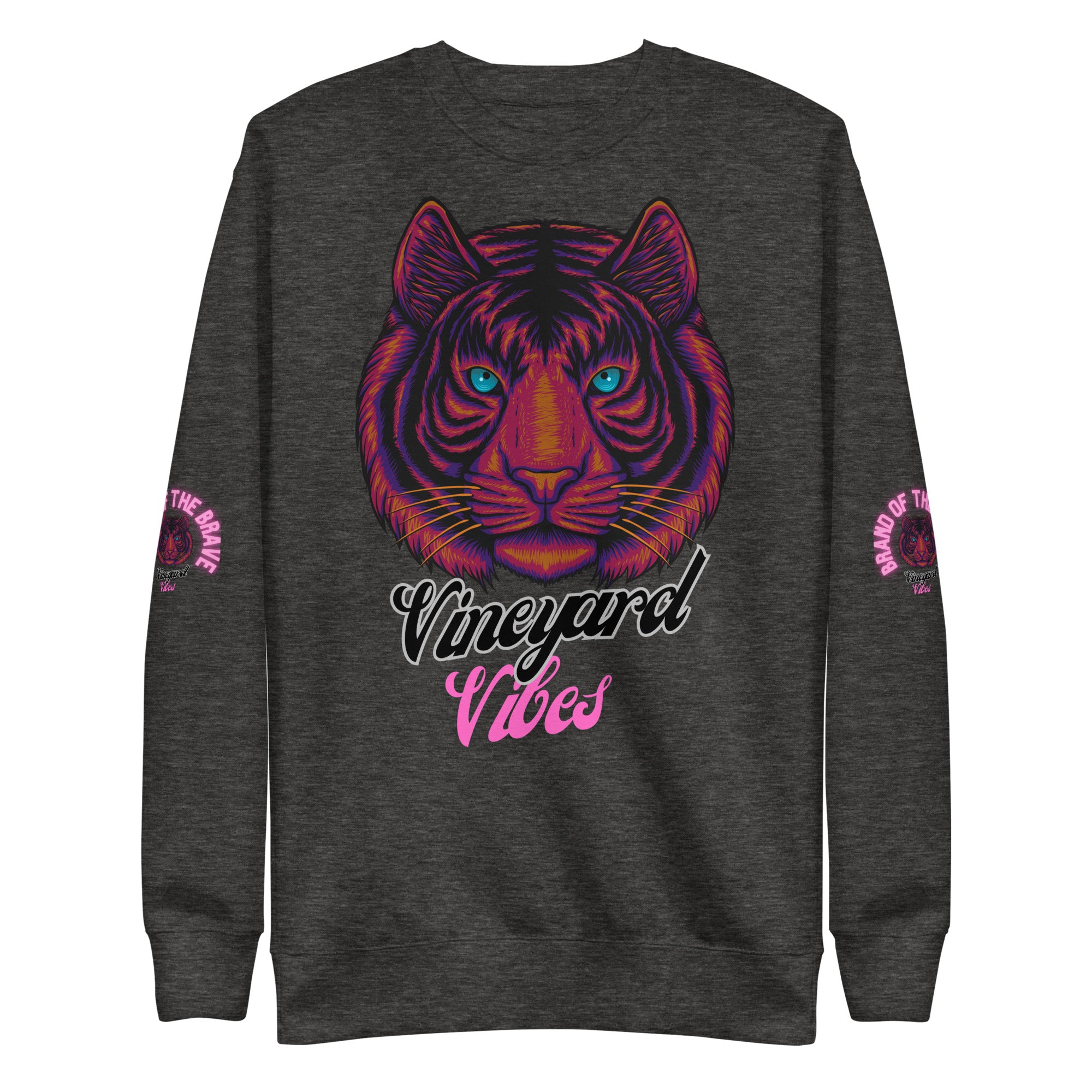 Vineyard Vibes Pink Tiger Silhouette - Unisex Premium Sweatshirt | Cotton Heritage