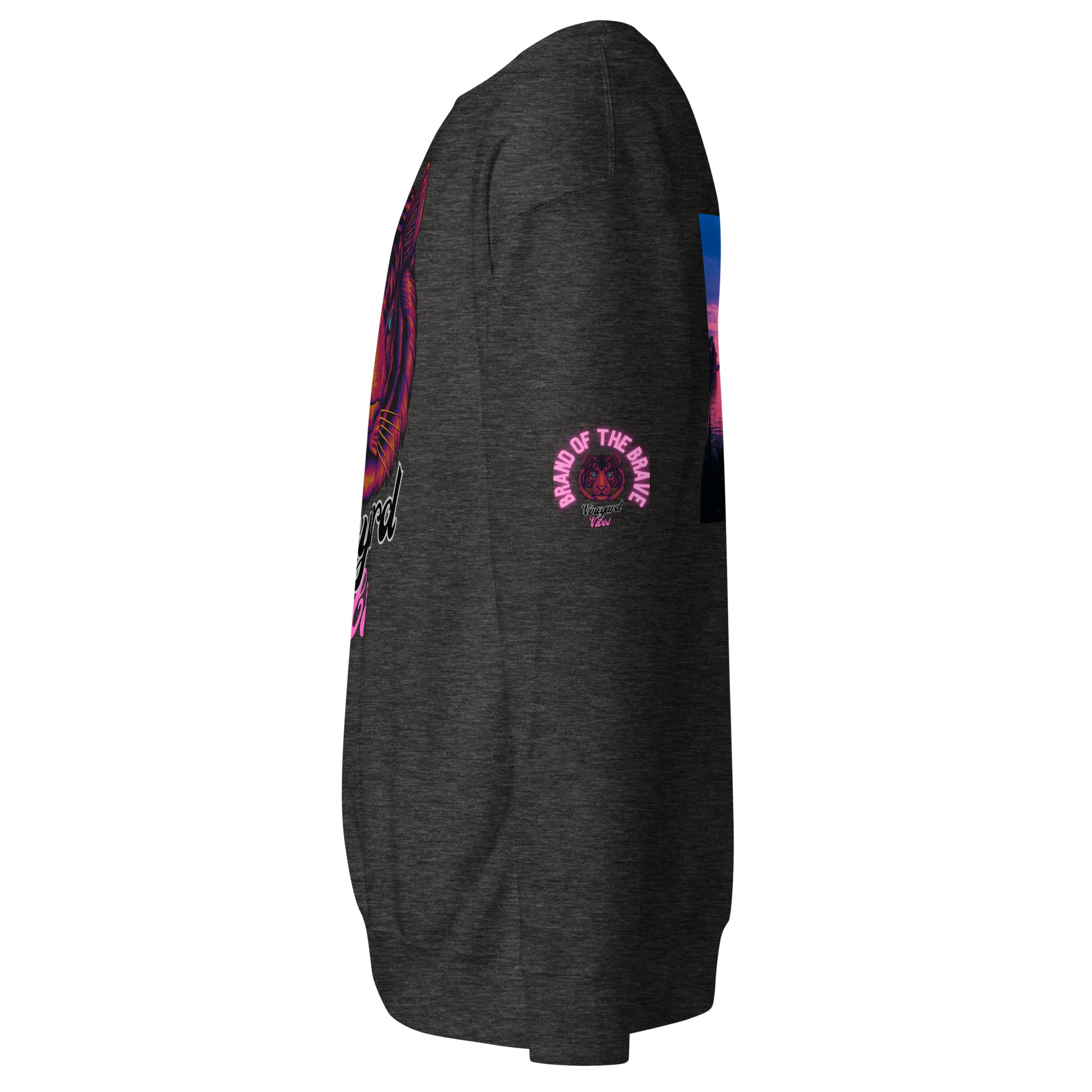 Vineyard Vibes Pink Tiger Silhouette - Unisex Premium Sweatshirt | Cotton Heritage