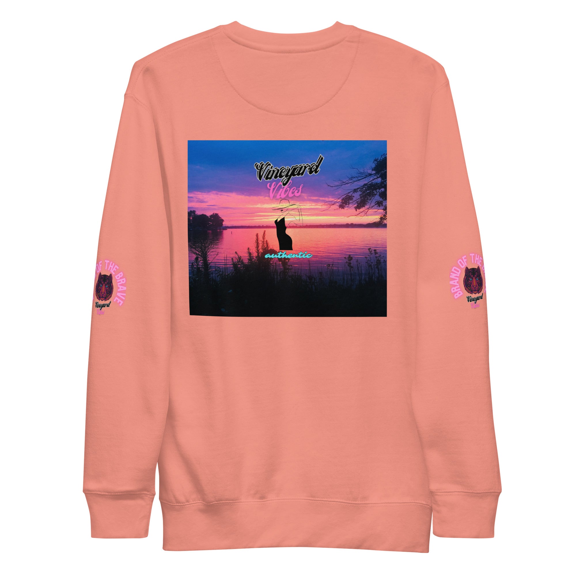Vineyard Vibes Pink Tiger Silhouette - Unisex Premium Sweatshirt | Cotton Heritage