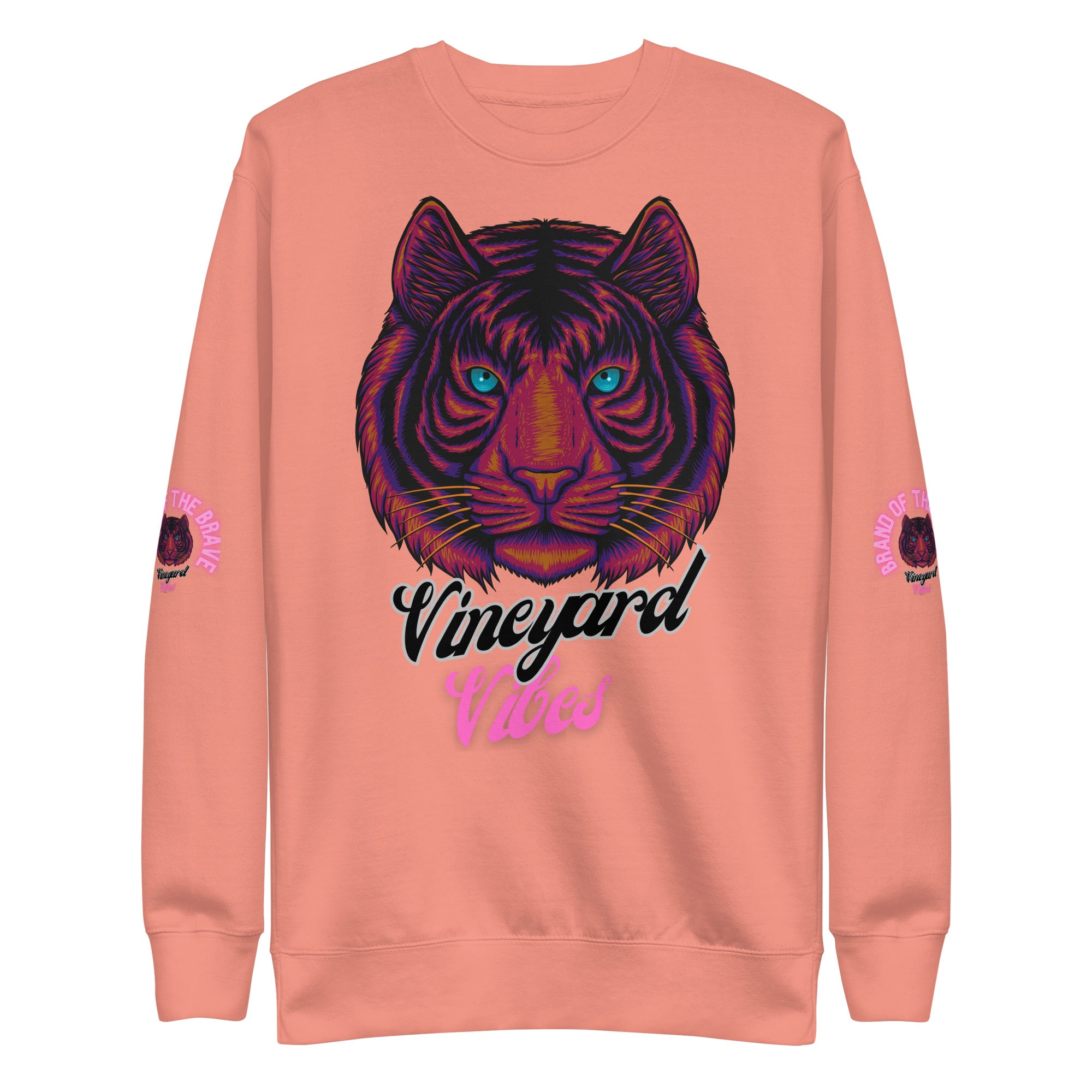 Vineyard Vibes Pink Tiger Silhouette - Unisex Premium Sweatshirt | Cotton Heritage
