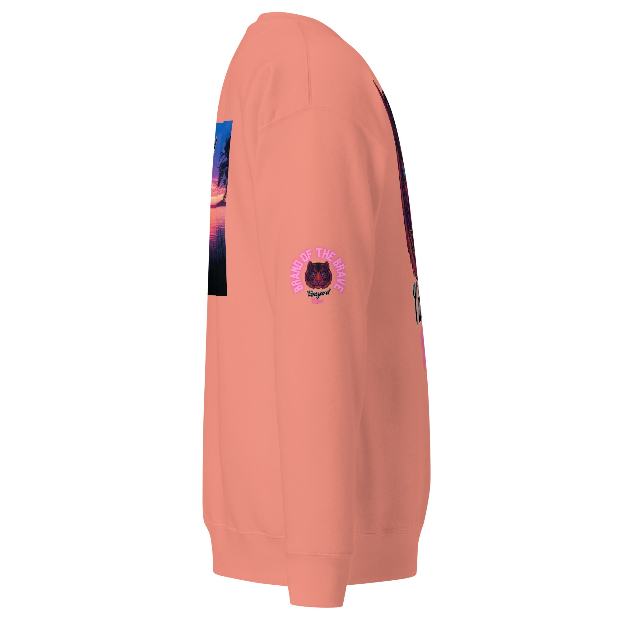 Vineyard Vibes Pink Tiger Silhouette - Unisex Premium Sweatshirt | Cotton Heritage